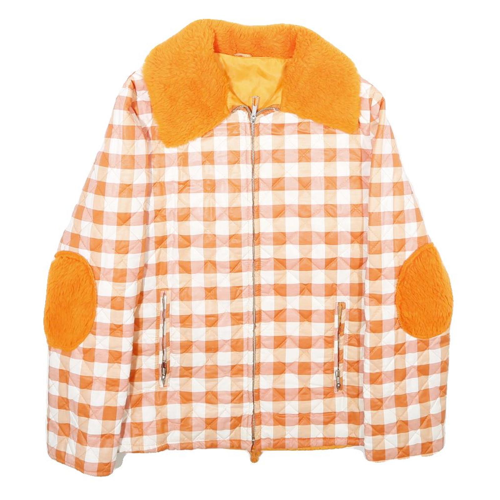 NILSEC Womens Orange & White Check Zip Jacket S Polyester Blend Stylish Padded Refurbished - N/A refurbished available on Cerqular