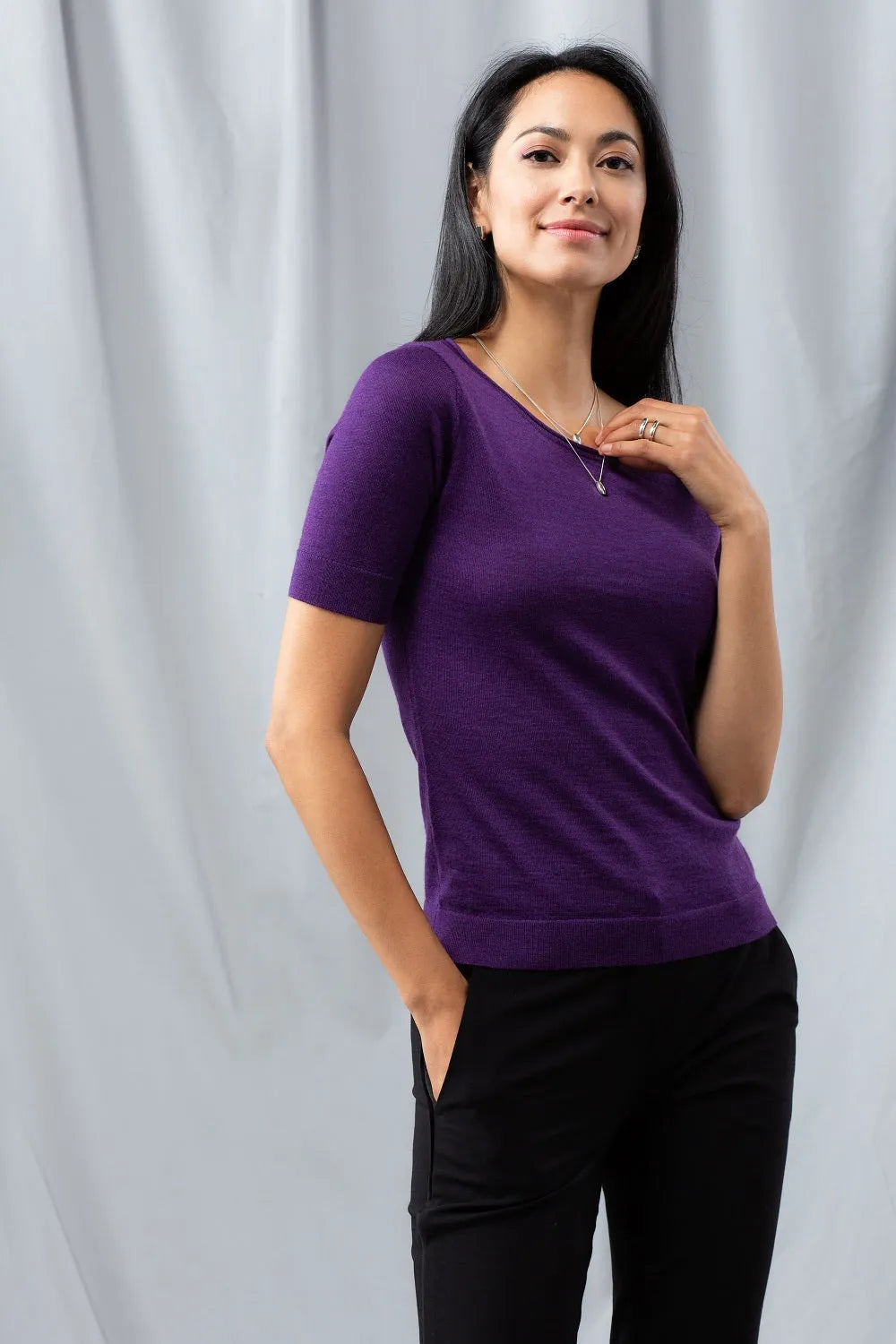 Buy Roll-Edge Sweater Tee - Purple | Size: XXS Refurbished - $53.80 Roll-Edge Sweater Tee - Purple | Size: XXS Refurbished - N/A refurbished available on Cerqular