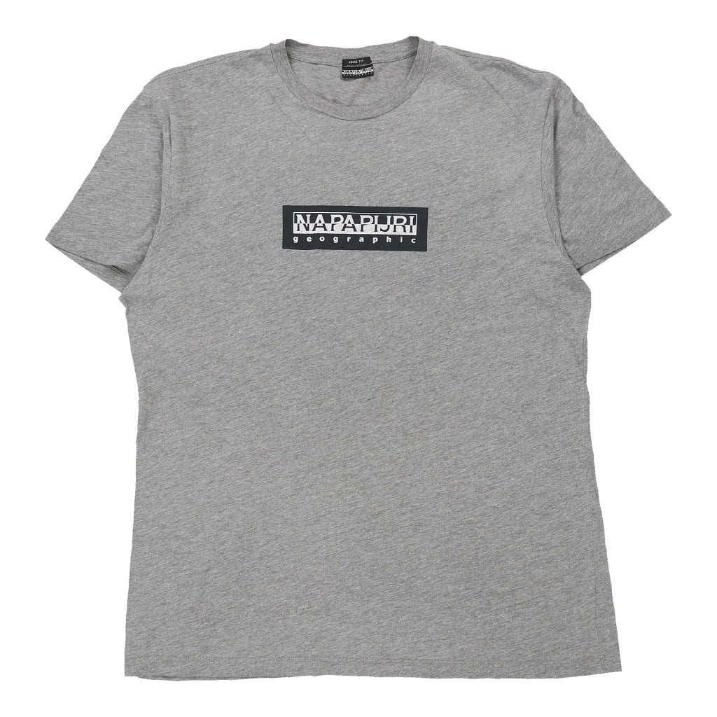 Loose fit Napapijri Spellout T-Shirt - Large Grey Cotton Refurbished - Thrifted (note: this is a term often used to describe second- refurbished available on Cerqular