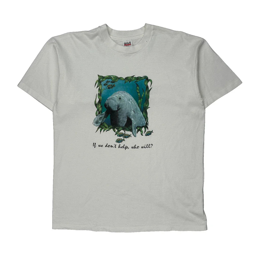 Environmental Awareness Anvil Graphic T-Shirt - XL White Cotton Refurbished - Thrifted (note: this is a term often used to describe second- refurbished available on Cerqular