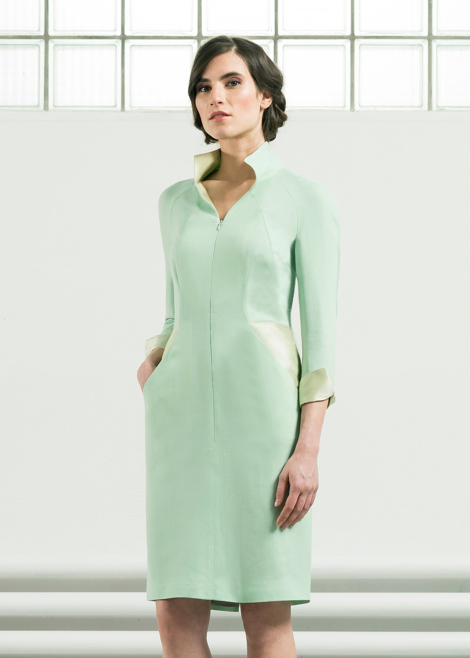 STREAM | 4/5-Sleeve Dress | Colour: Celadon Green | Size: UK 6 (US 0) Refurbished - N/A refurbished available on Cerqular