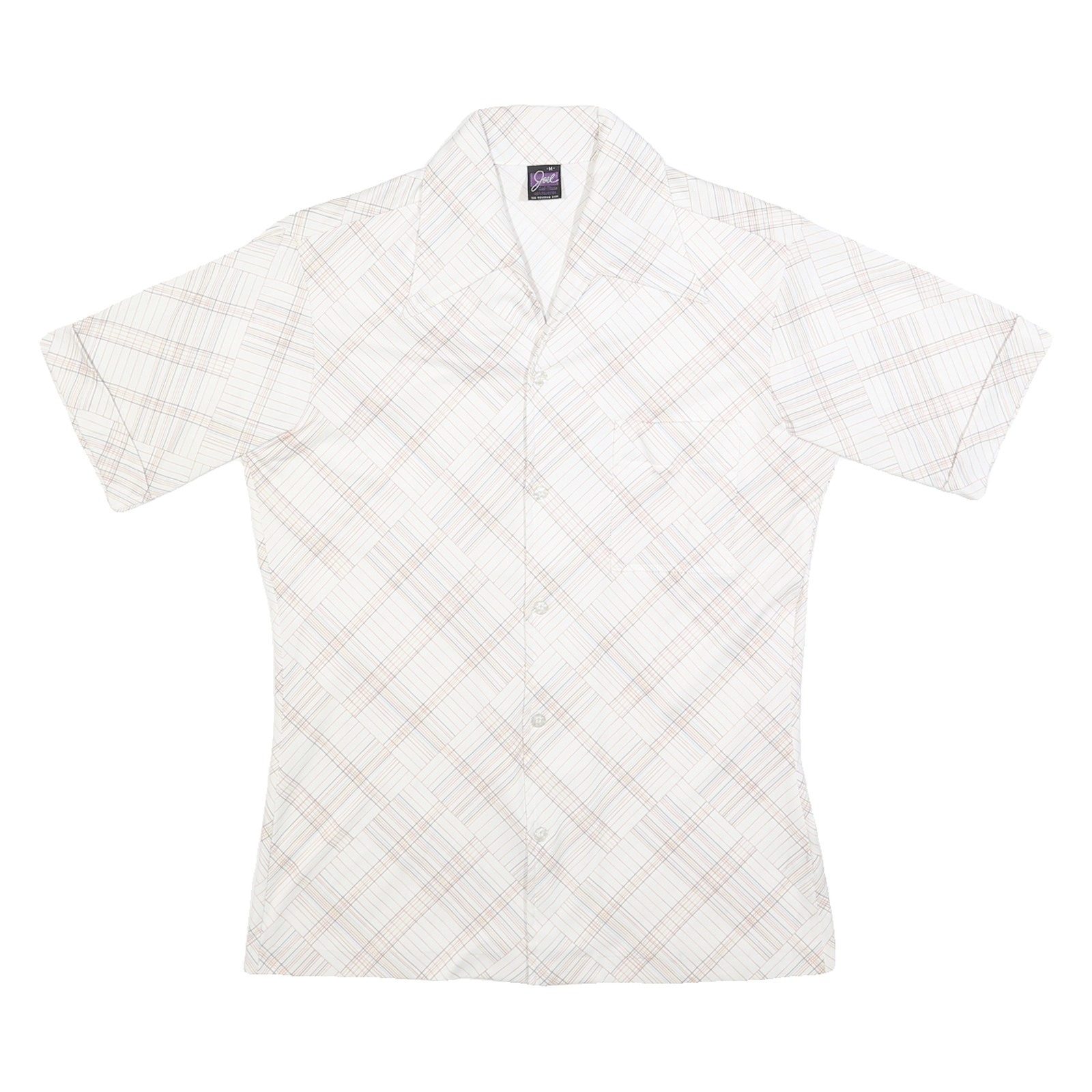 JOEL Womens Cream Plaid Shirt M Button Down Short Sleeve Casual Office Wear Refurbished - N/A refurbished available on Cerqular