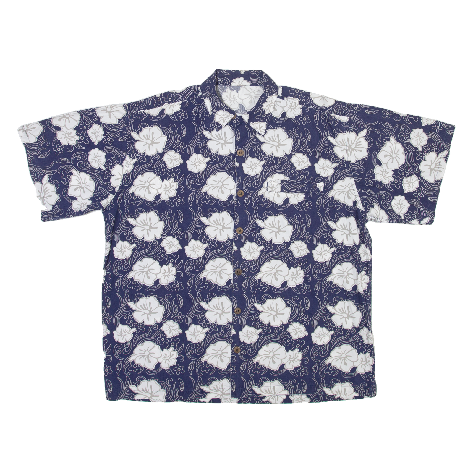 Mens Hawaiian Shirt Blue Floral L Refurbished - N/A refurbished available on Cerqular