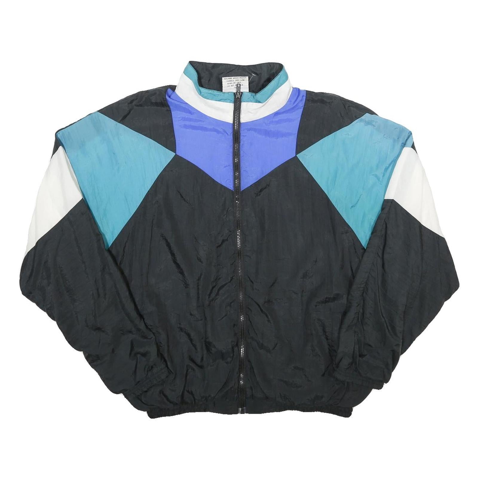 AVAIT SPORTIF Mens Black Blue White Nylon Windbreaker Jacket L Zip Plain Refurbished - N/A refurbished available on Cerqular