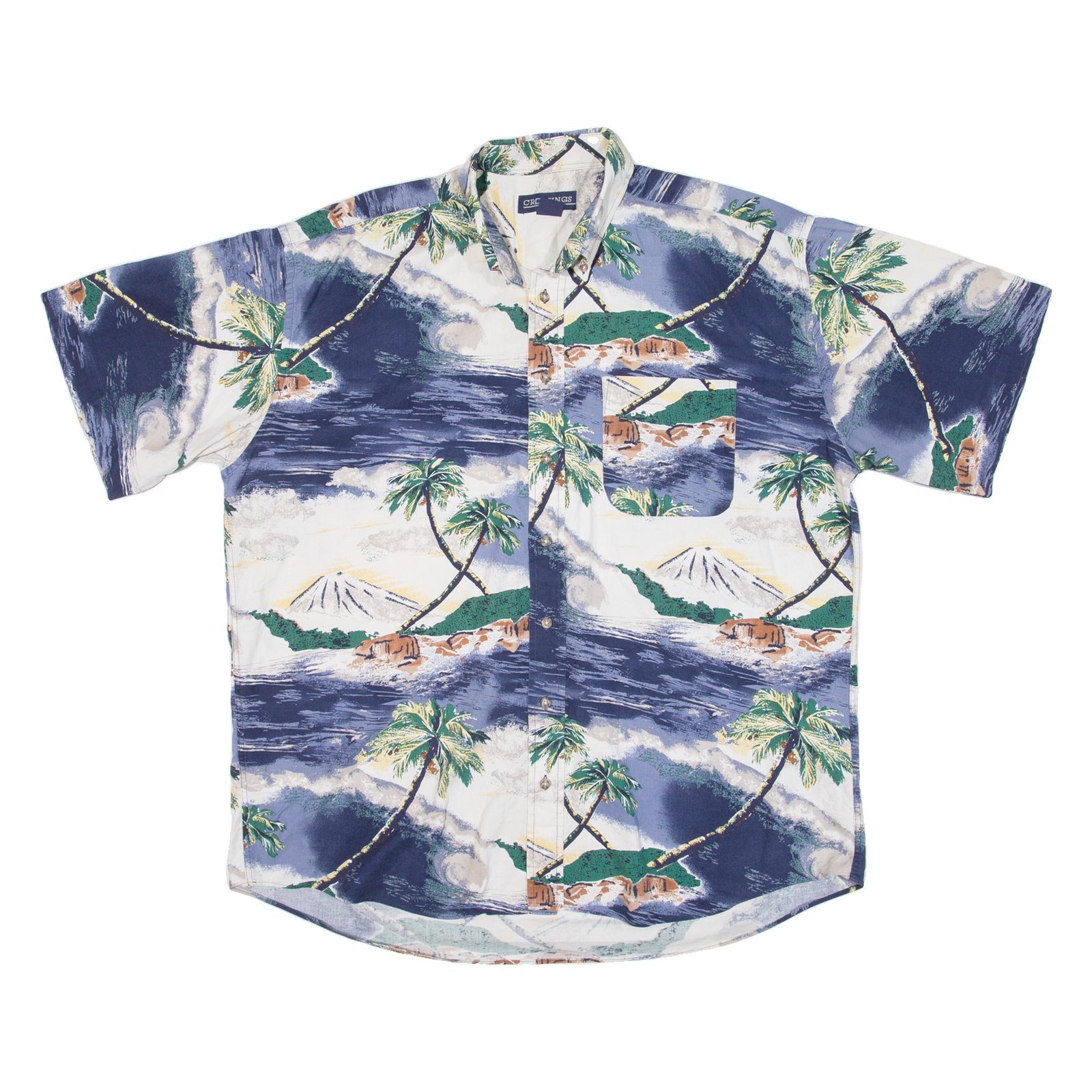 CROSSINGS Tall Mens Hawaiian Shirt Blue Floral XL Refurbished - N/A refurbished available on Cerqular