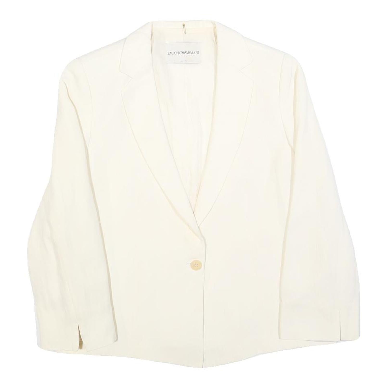 Buy EMPORIO ARMANI Womens Cream Jacket M Linen Blend Plain Button Closure Classic Refurbished - $74.09 EMPORIO ARMANI Womens Cream Jacket M Linen Blend Plain Button Closure Classic Refurbished - N/A refurbished available on Cerqular