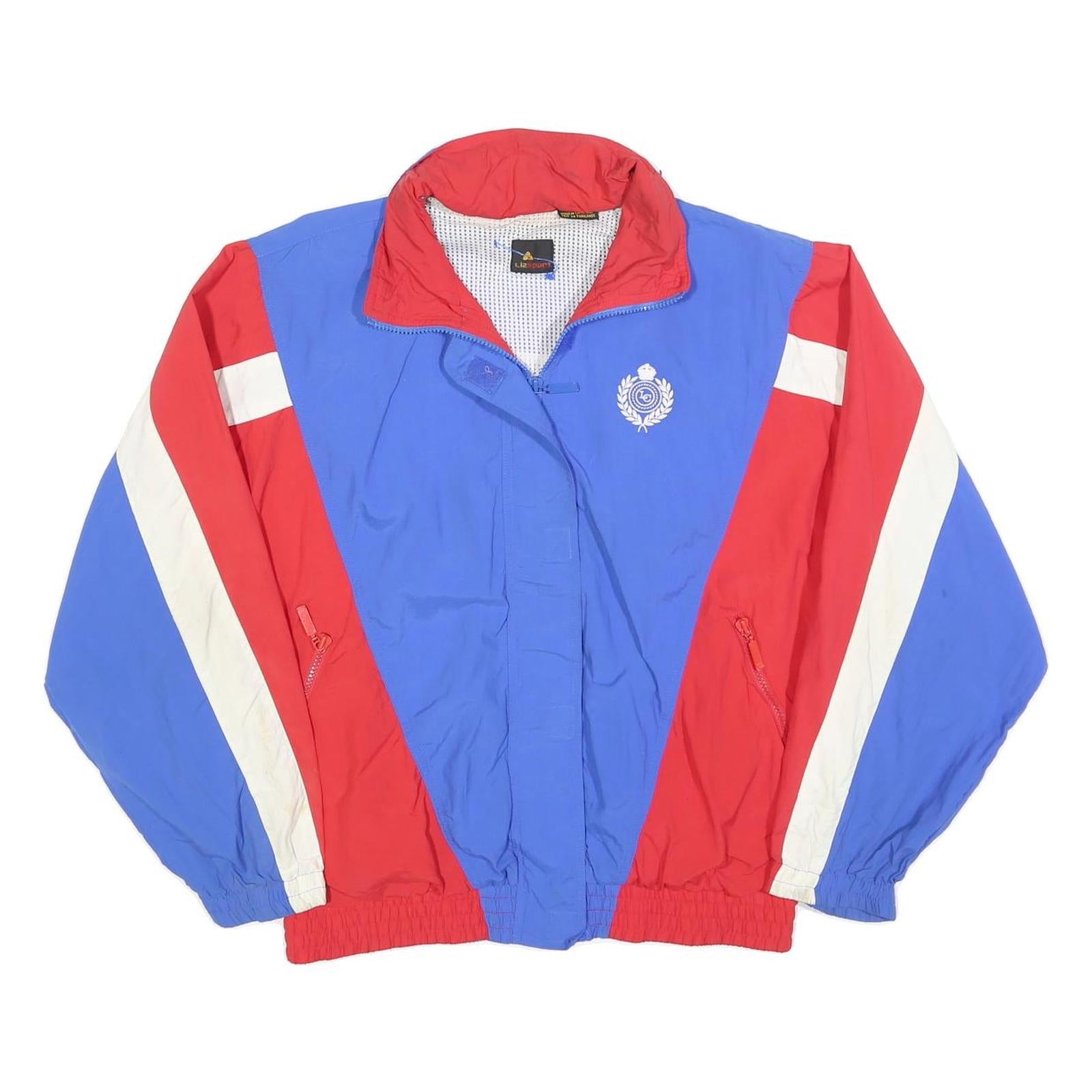 LIZ SPORT Womens Blue & Red Nylon Jacket M Windbreaker Zip Closure Athletic Refurbished - N/A refurbished available on Cerqular