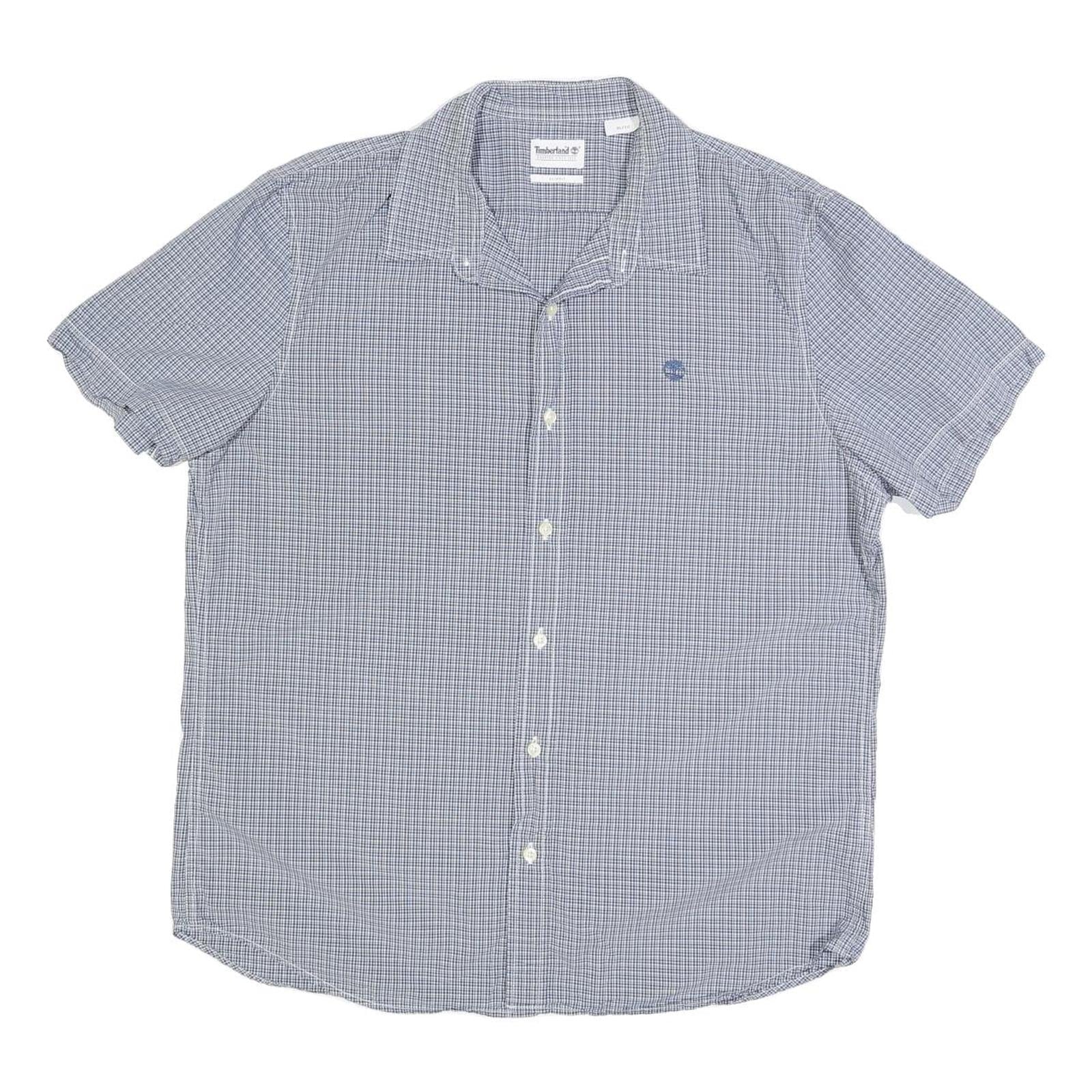 TIMBERLAND Mens Blue Check Short Sleeve Shirt XL Casual Button Down Cotton Blend Refurbished - N/A refurbished available on Cerqular