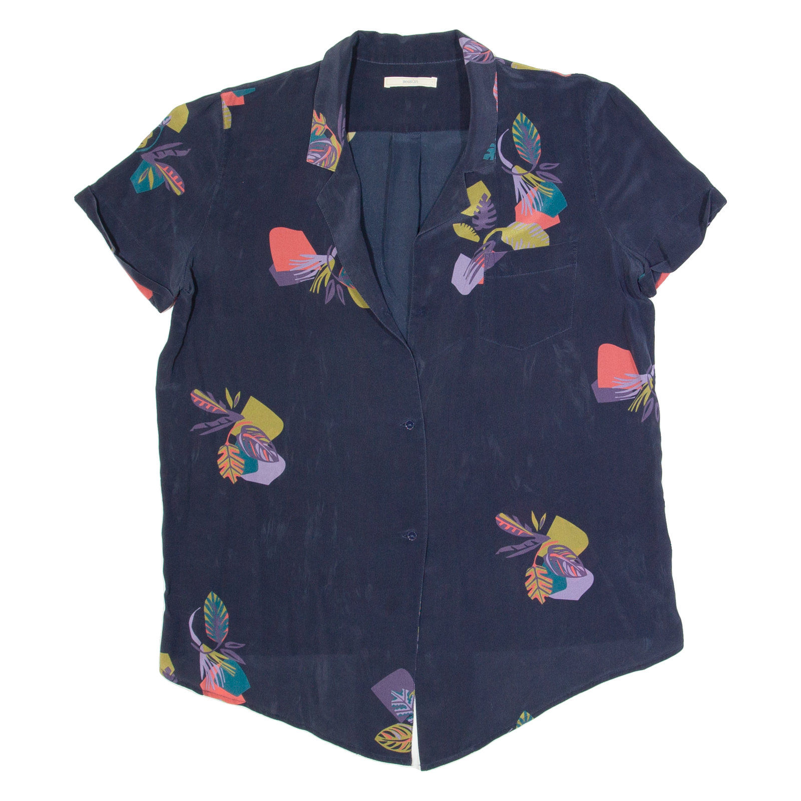 Womens Printed Blouse Purple V-Neck Floral M Refurbished - N/A refurbished available on Cerqular