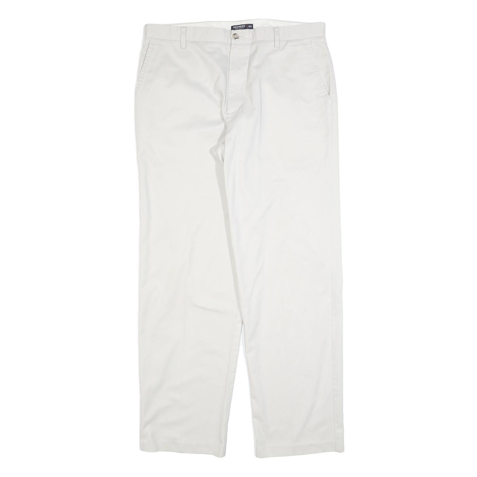 DOCKERS Mens Cotton Blend White Regular Straight Trousers W36 L34 Smart Casual Refurbished - N/A refurbished available on Cerqular