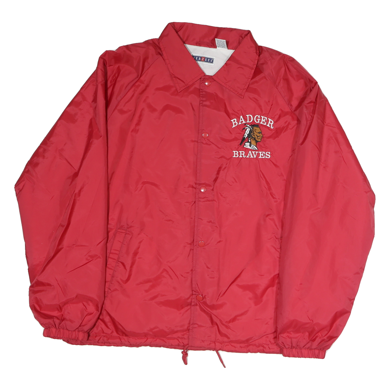 JERZEES Mens Red Badger Braves Button Jacket M Polyester Lightweight Casual Refurbished - N/A refurbished available on Cerqular