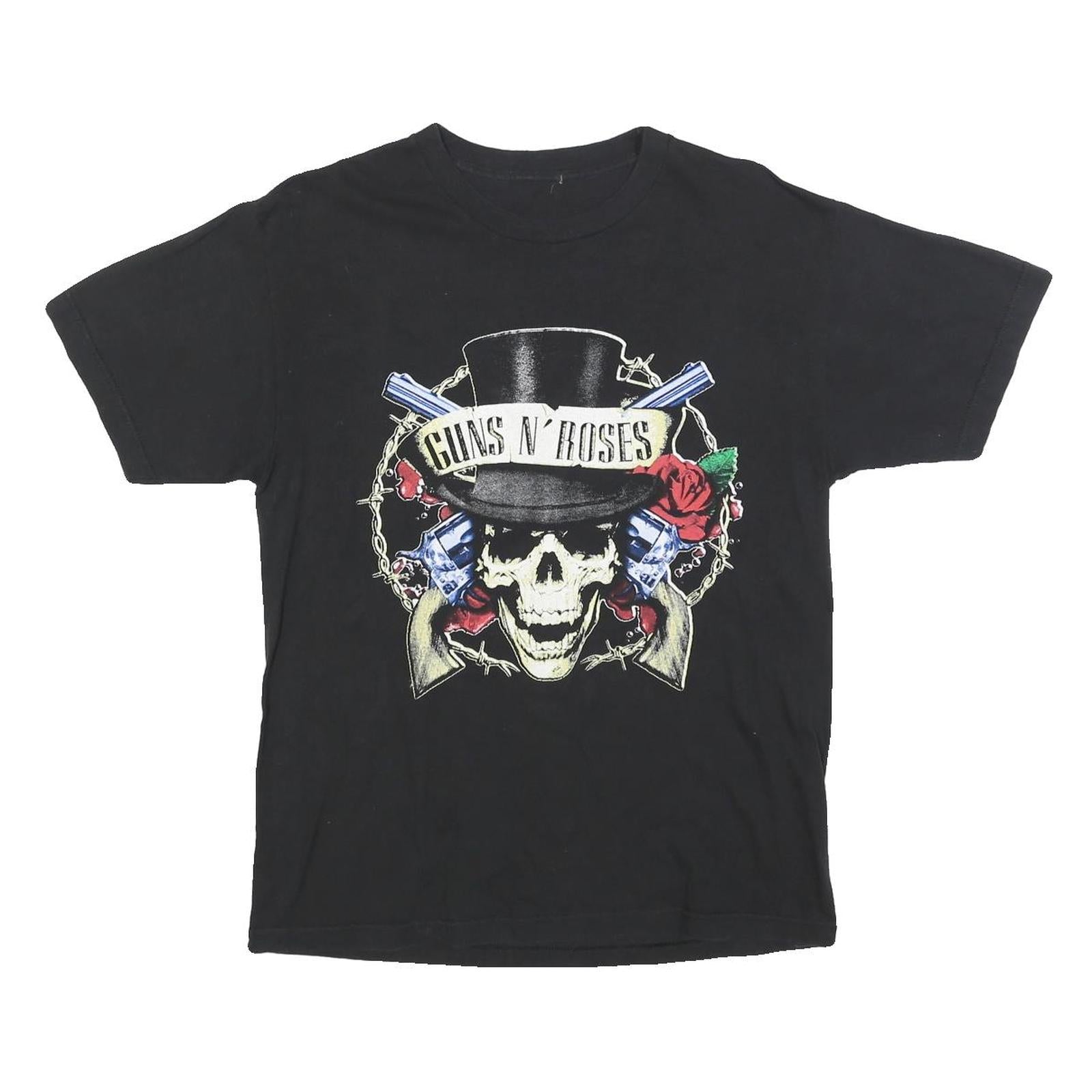 Womens Black Guns N Roses Graphic T-Shirt M Short Sleeve Crew Neck Rock Band Refurbished - N/A refurbished available on Cerqular