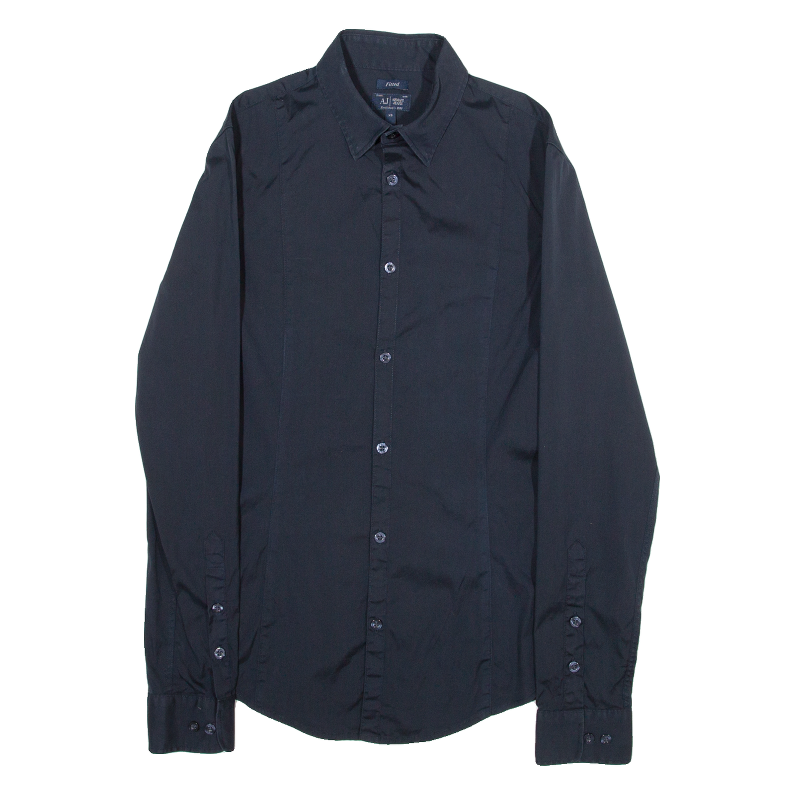 ARMANI JEANS Fitted Mens Plain Shirt Black Long Sleeve XS Refurbished - N/A refurbished available on Cerqular