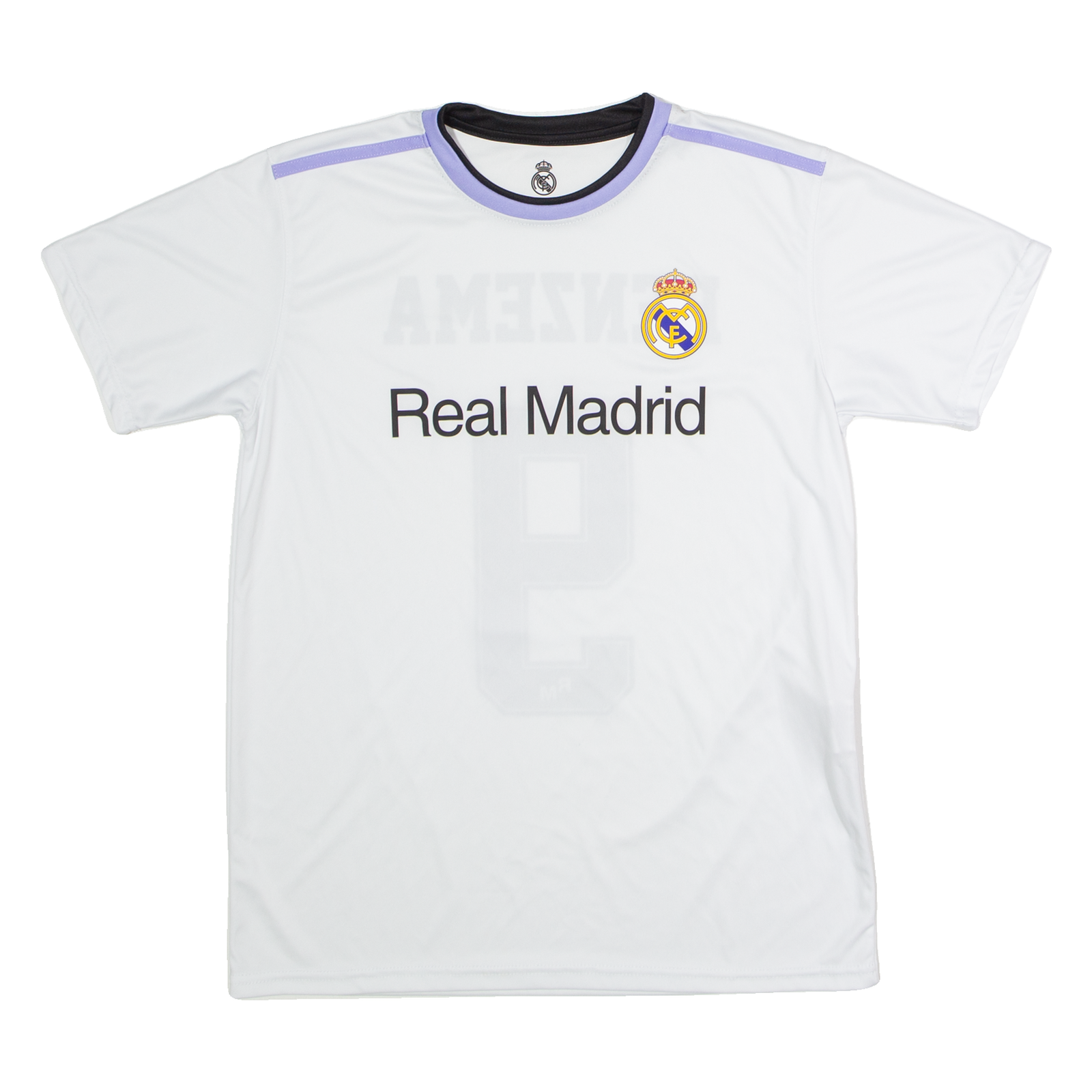 REAL MADRID #9 Benzema Fan Mens T-Shirt White Crew Neck M Refurbished - N/A refurbished available on Cerqular