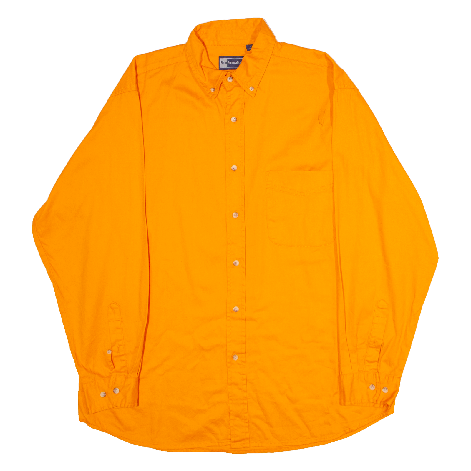 BLUE CONNECTION Mens Plain Shirt Orange 90s Long Sleeve L Refurbished - N/A refurbished available on Cerqular