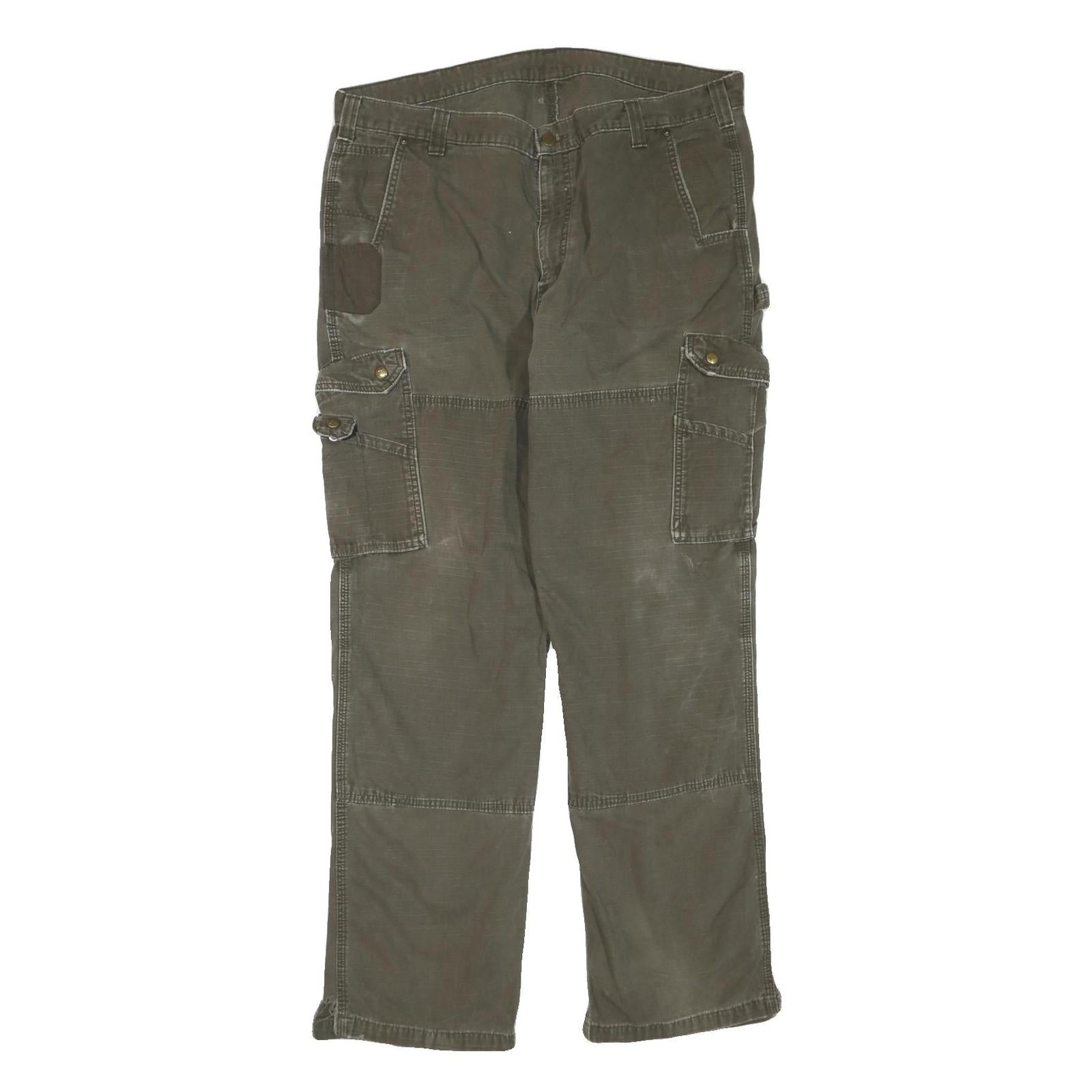 CARHARTT Mens Regular Fit Cotton Blend Cargo Trousers Brown W40 L33 Durable Refurbished - N/A refurbished available on Cerqular