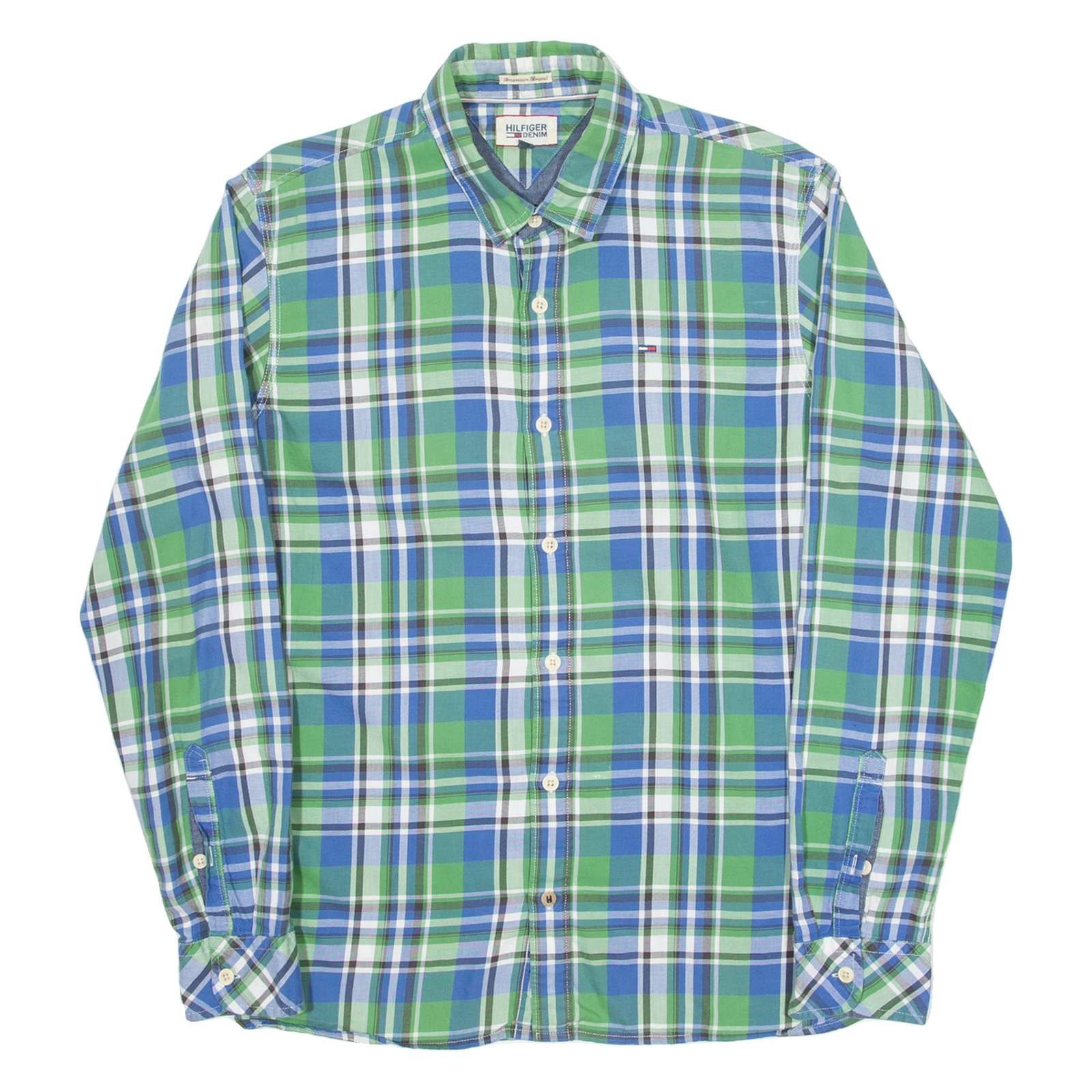 TOMMY HILFIGER Mens Shirt Green Check Long Sleeve M Refurbished - N/A refurbished available on Cerqular