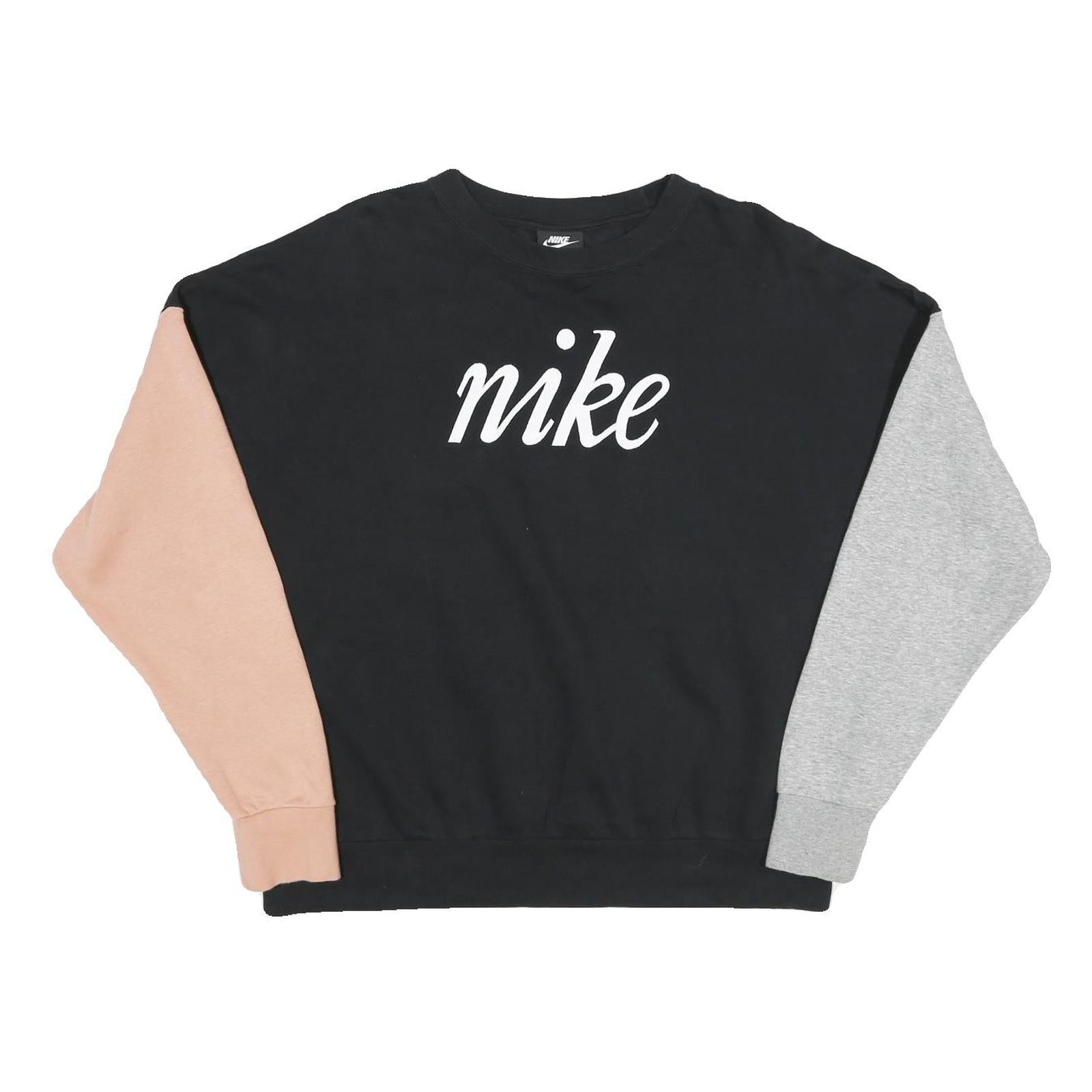 NIKE Womens Black Sweatshirt Crew Neck L Colourblock Cotton Blend Pullover Refurbished - N/A refurbished available on Cerqular