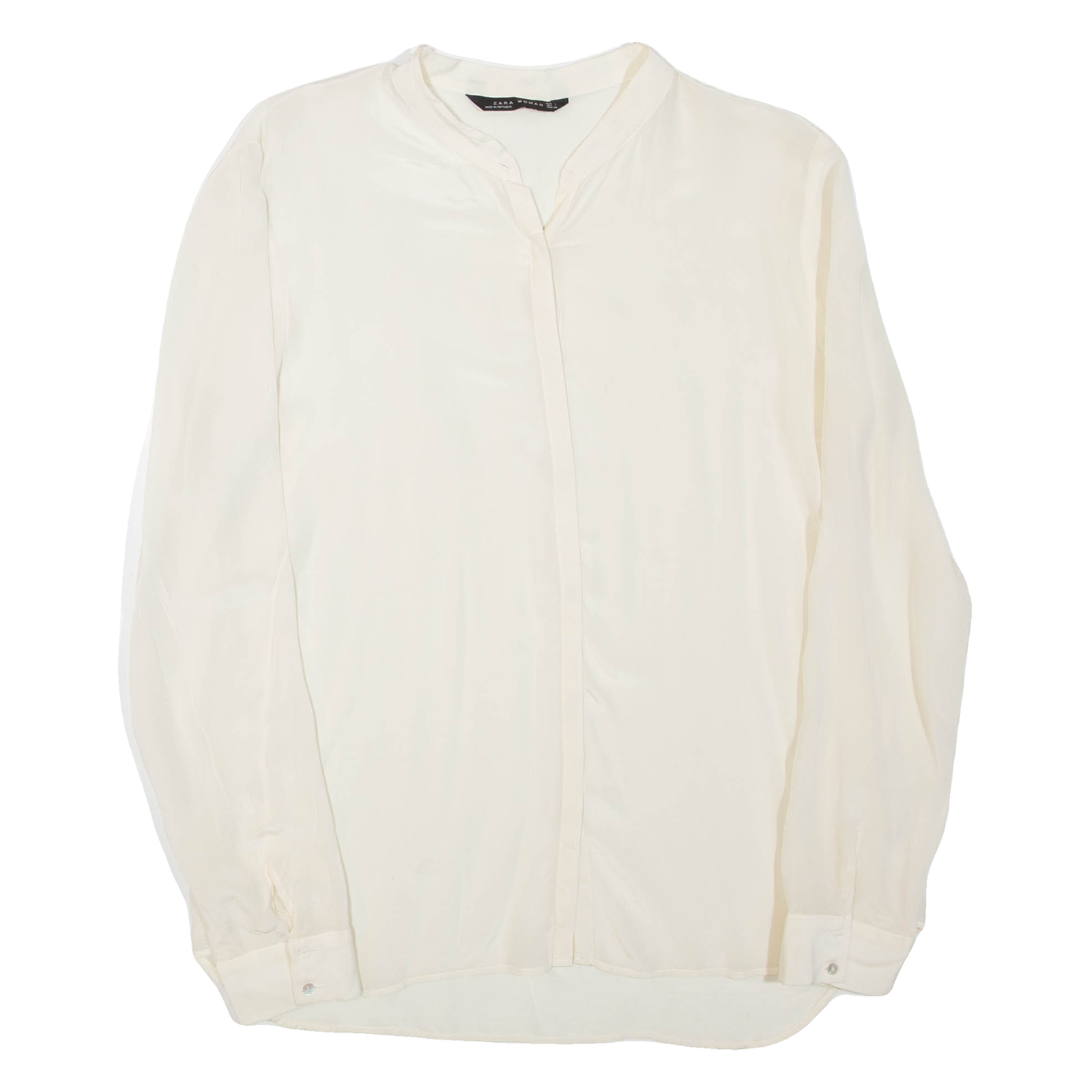 ZARA Womens Blouse Beige Long Sleeve S Refurbished - N/A refurbished available on Cerqular