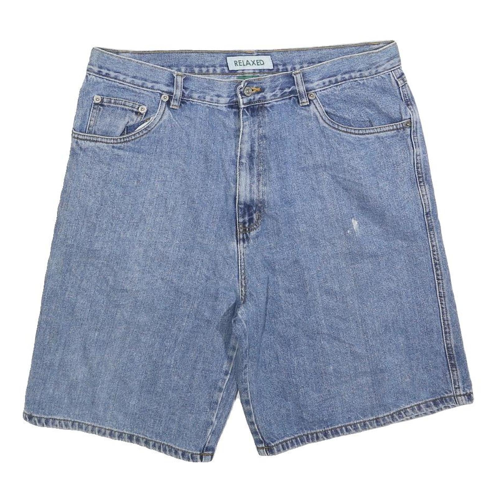 FALLS CREEK Mens Denim Blue Relaxed Fit L W36 Shorts Casual Cotton Blend Refurbished - N/A refurbished available on Cerqular
