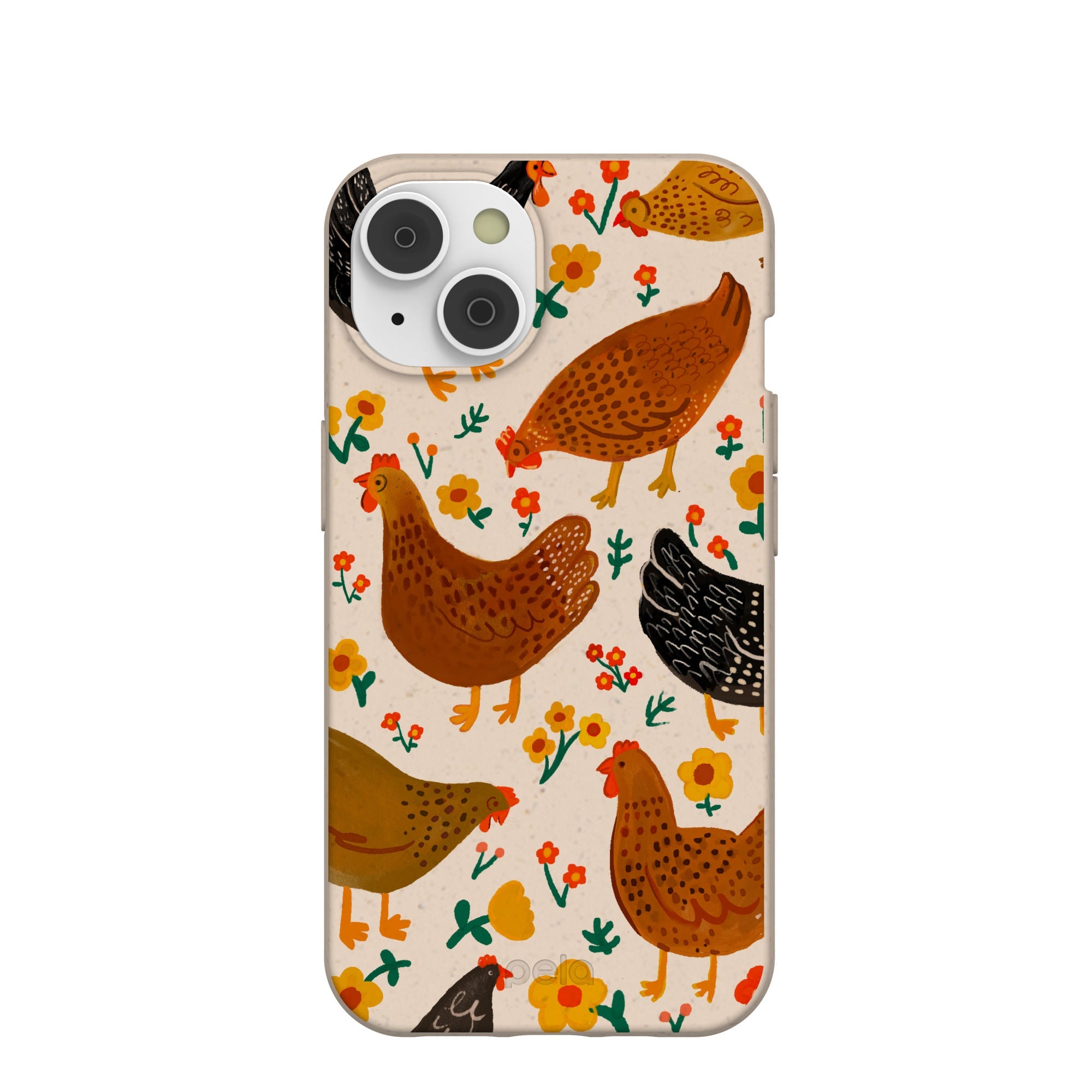 Seashell Chicken Garden iPhone 14/16e Case Refurbished - Pela Case refurbished available on Cerqular