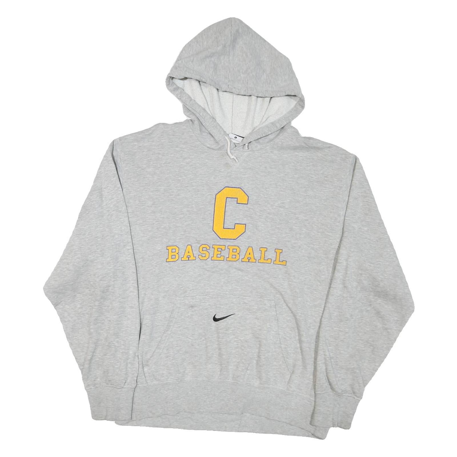 NIKE Mens Grey C Baseball Pullover Hoodie L Cotton Blend Casual Sportswear Refurbished - N/A refurbished available on Cerqular