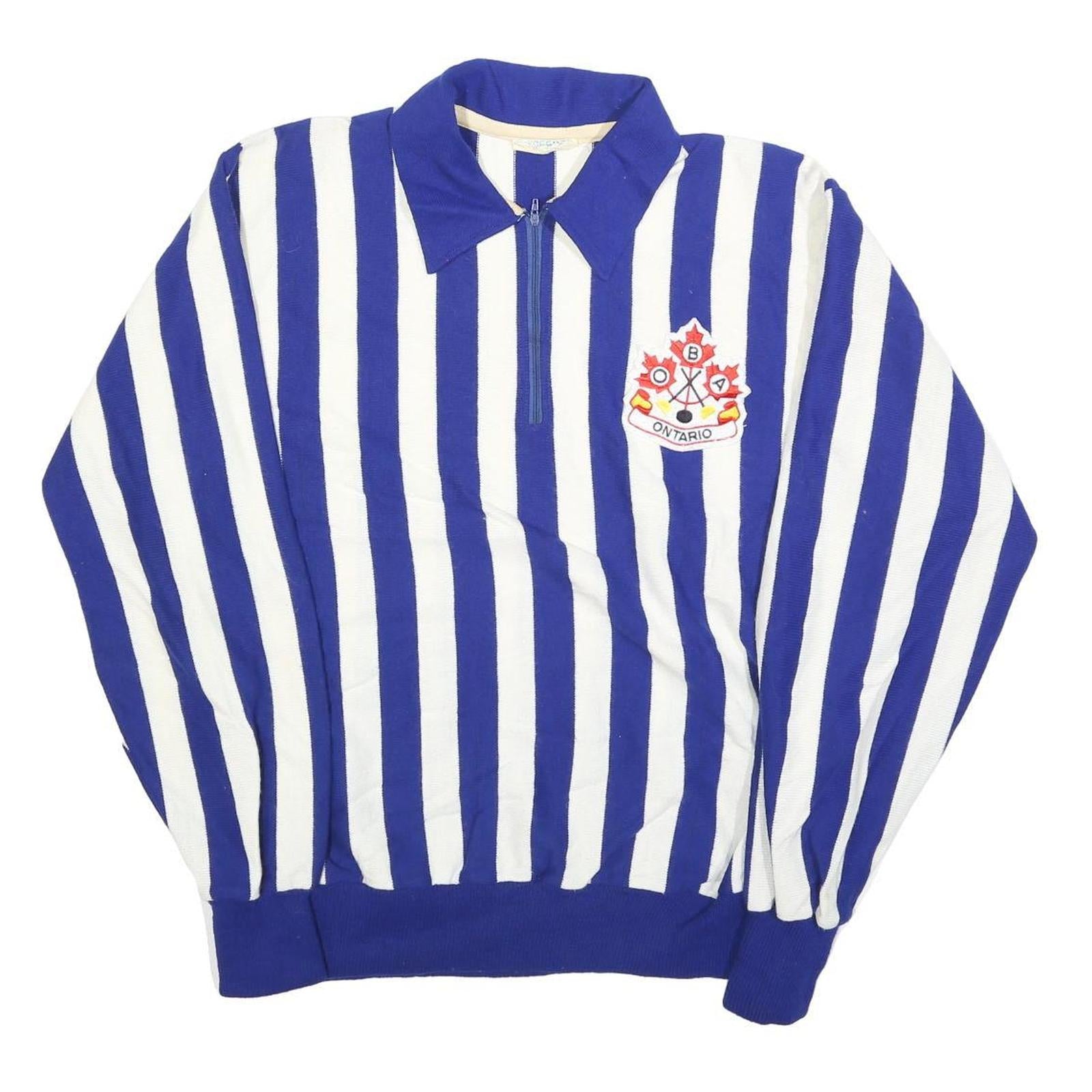 CROSSBAR Mens Blue & White Patterned Jumper Polo Collar 1/4 Zip L Acrylic Knit Refurbished - N/A refurbished available on Cerqular