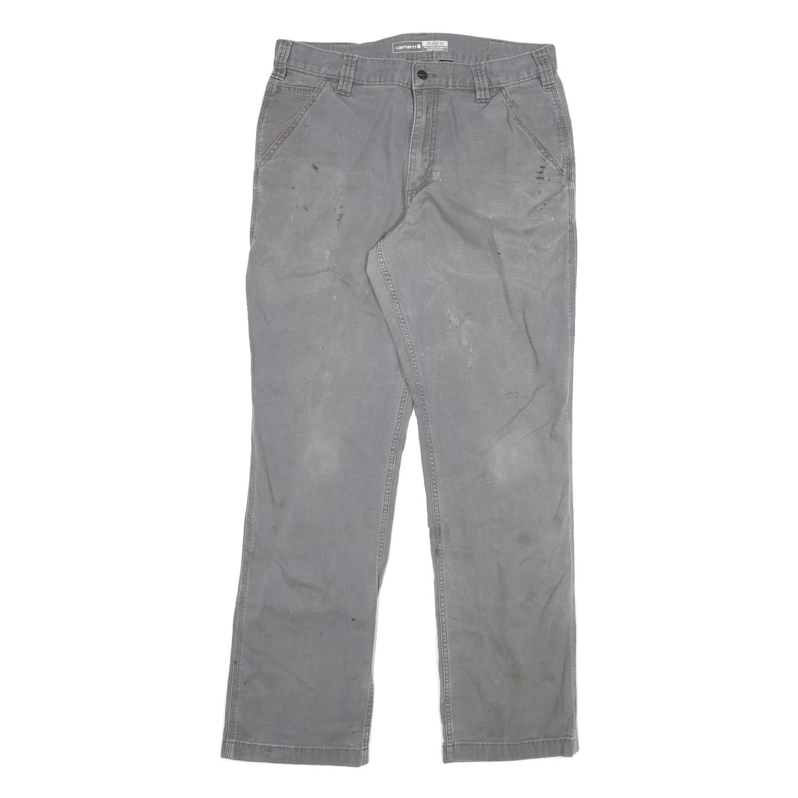 CARHARTT Mens Cotton Blend Grey Relaxed Straight Trousers W34 L31 Workwear Refurbished - N/A refurbished available on Cerqular