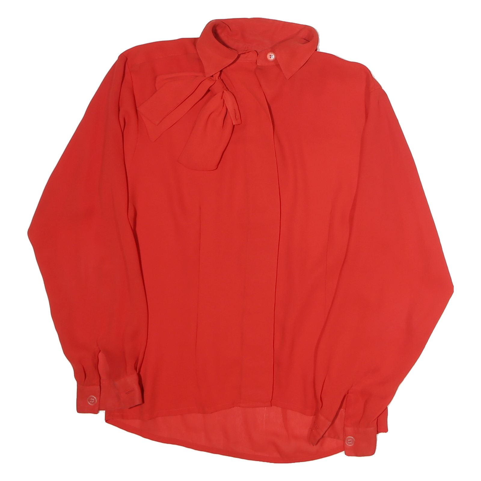 JOSEPHINE Womens Red Bow Tie Blouse Long Sleeve Button Neck M Elegant Top Refurbished - N/A refurbished available on Cerqular