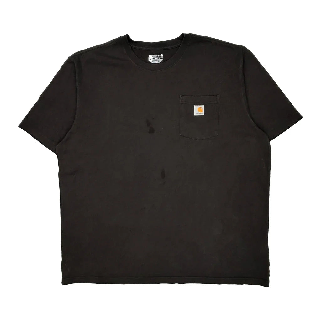 Carhartt T-Shirt - 2XL Black Cotton Refurbished - Thrifted (note: this is a term often used to describe second- refurbished available on Cerqular