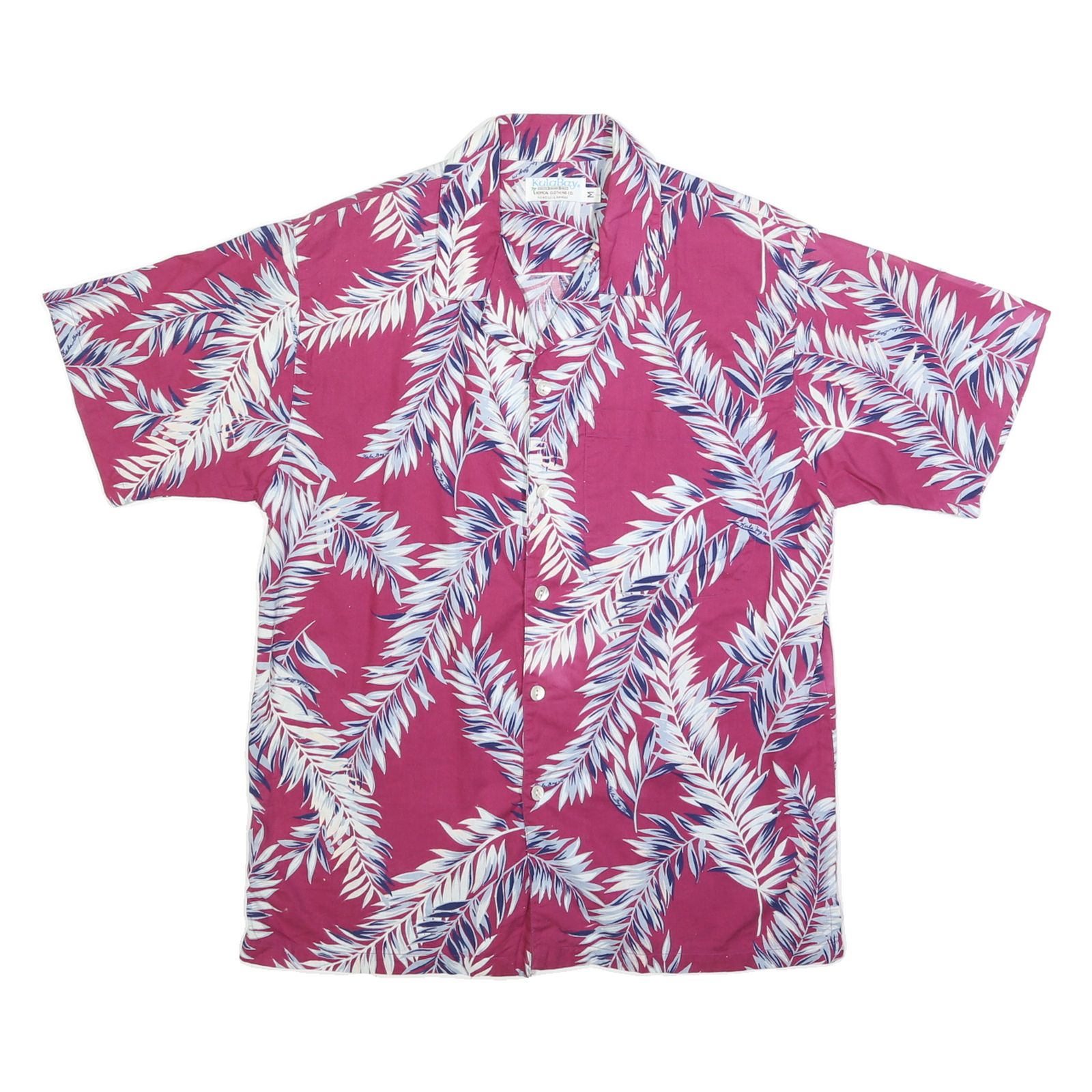 KULA BAY Mens Purple & White Leaf Pattern Cotton Blend Shirt M Short Sleeve Refurbished - N/A refurbished available on Cerqular