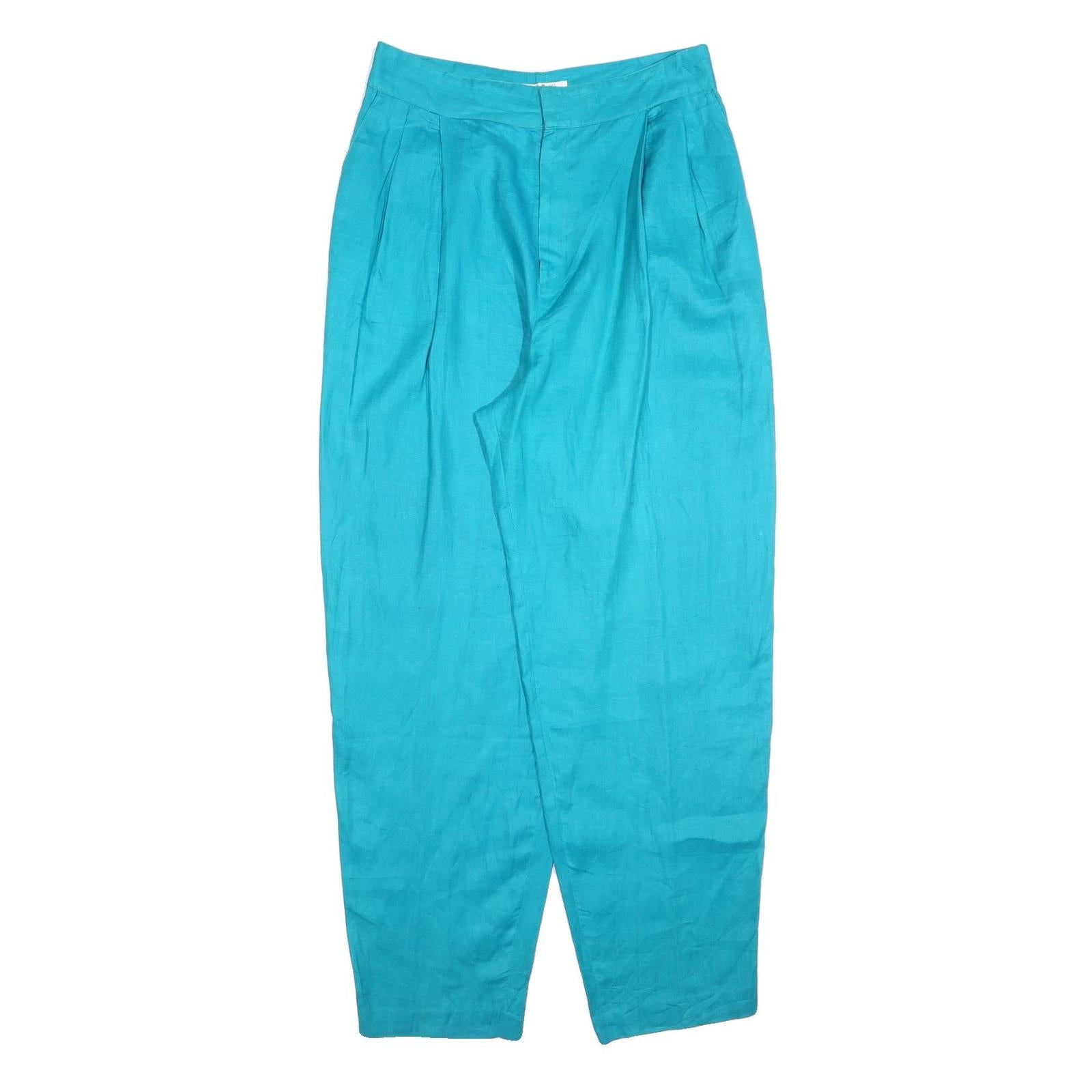 ELLEN TRACY Womens Linen Turquoise Relaxed Trousers W32 L30 Casual Summer Zip Refurbished - N/A refurbished available on Cerqular