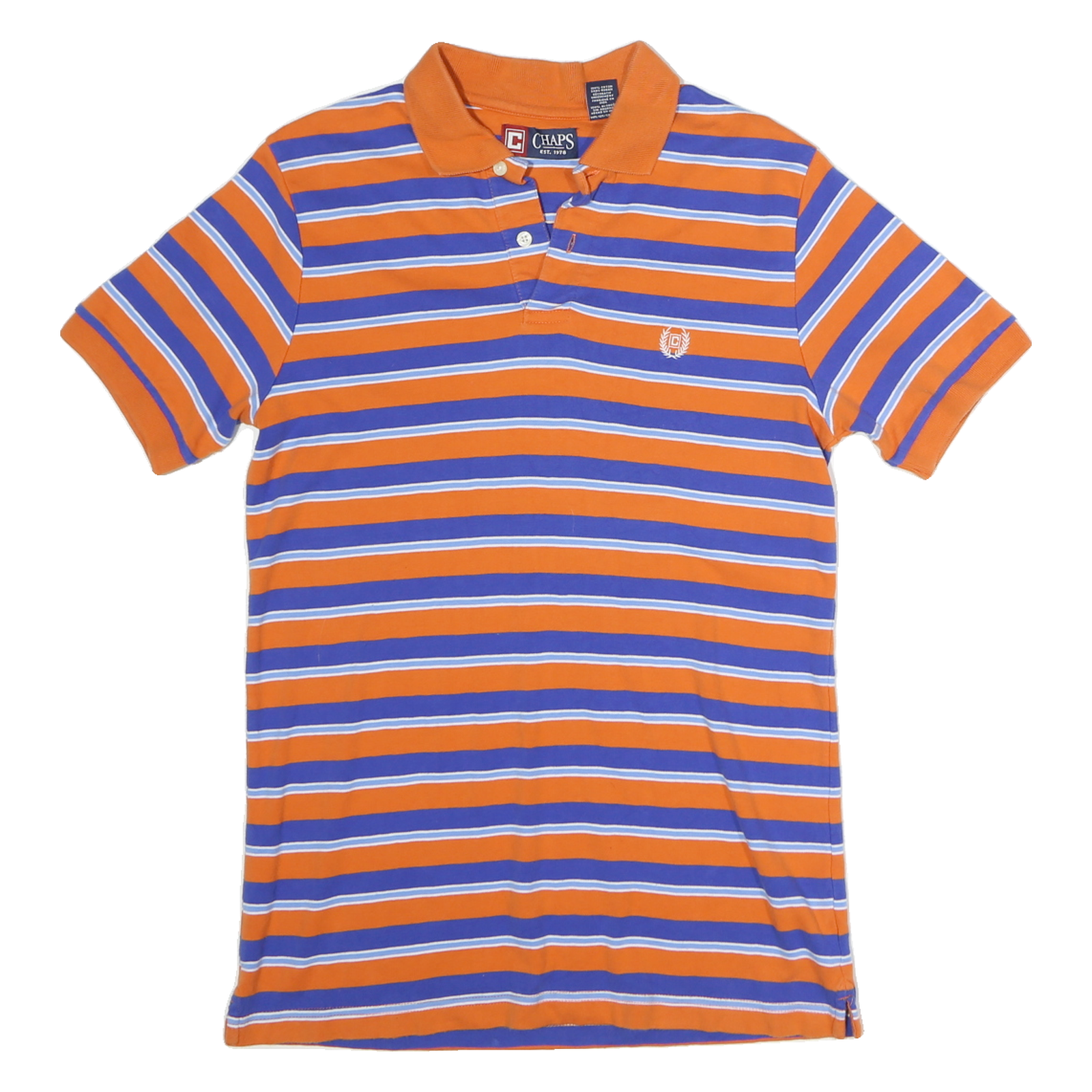 CHAPS Mens Orange & Blue Striped Short Sleeve Polo Shirt S Cotton Casual Refurbished - N/A refurbished available on Cerqular
