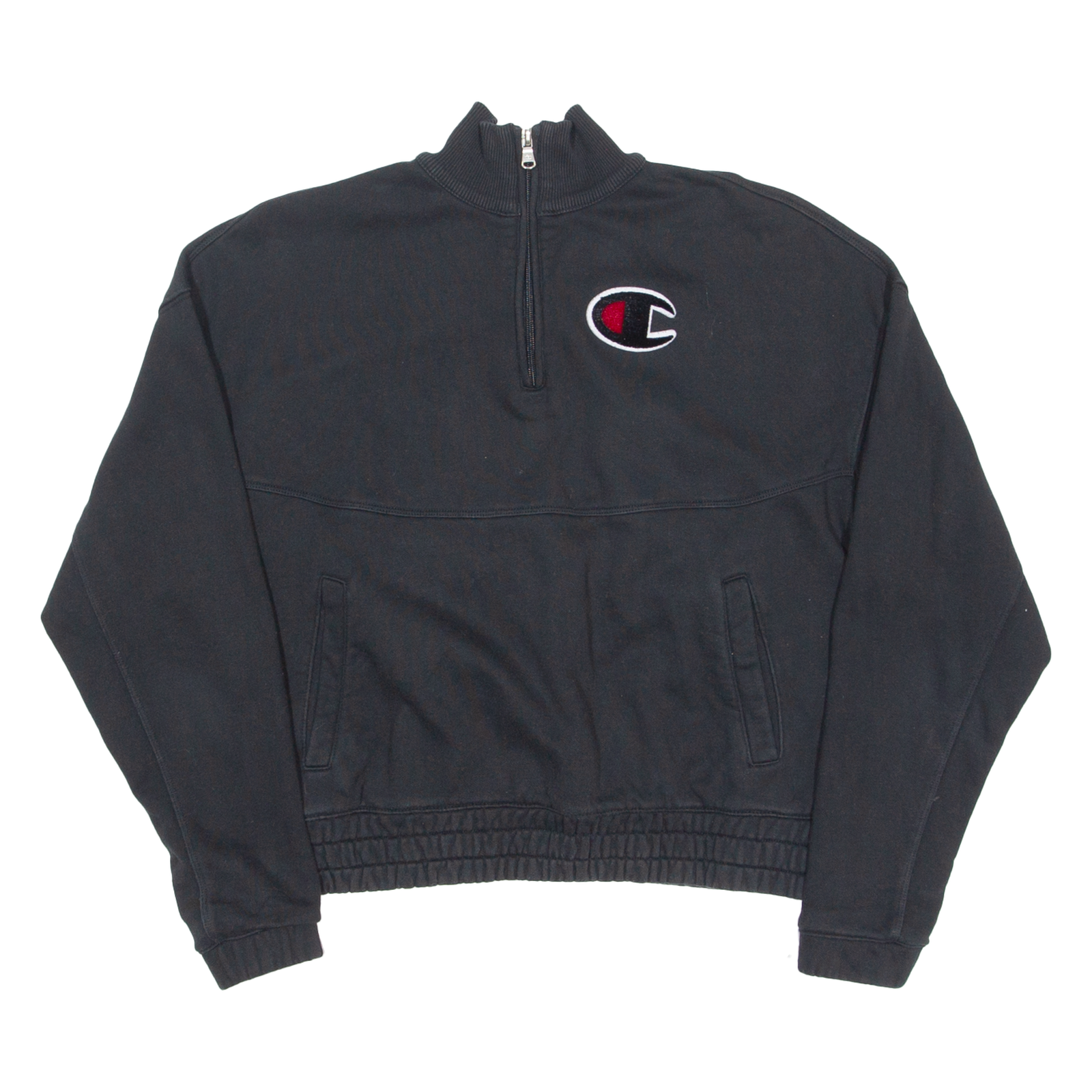 CHAMPION Womens Sweatshirt Black 1/4 Zip S Refurbished - N/A refurbished available on Cerqular