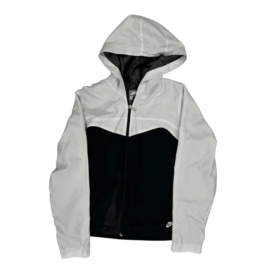 Nike Windbreaker - Medium Black & White Polyester Refurbished - Thrifted (note: this is a term often used to describe second- refurbished available on Cerqular