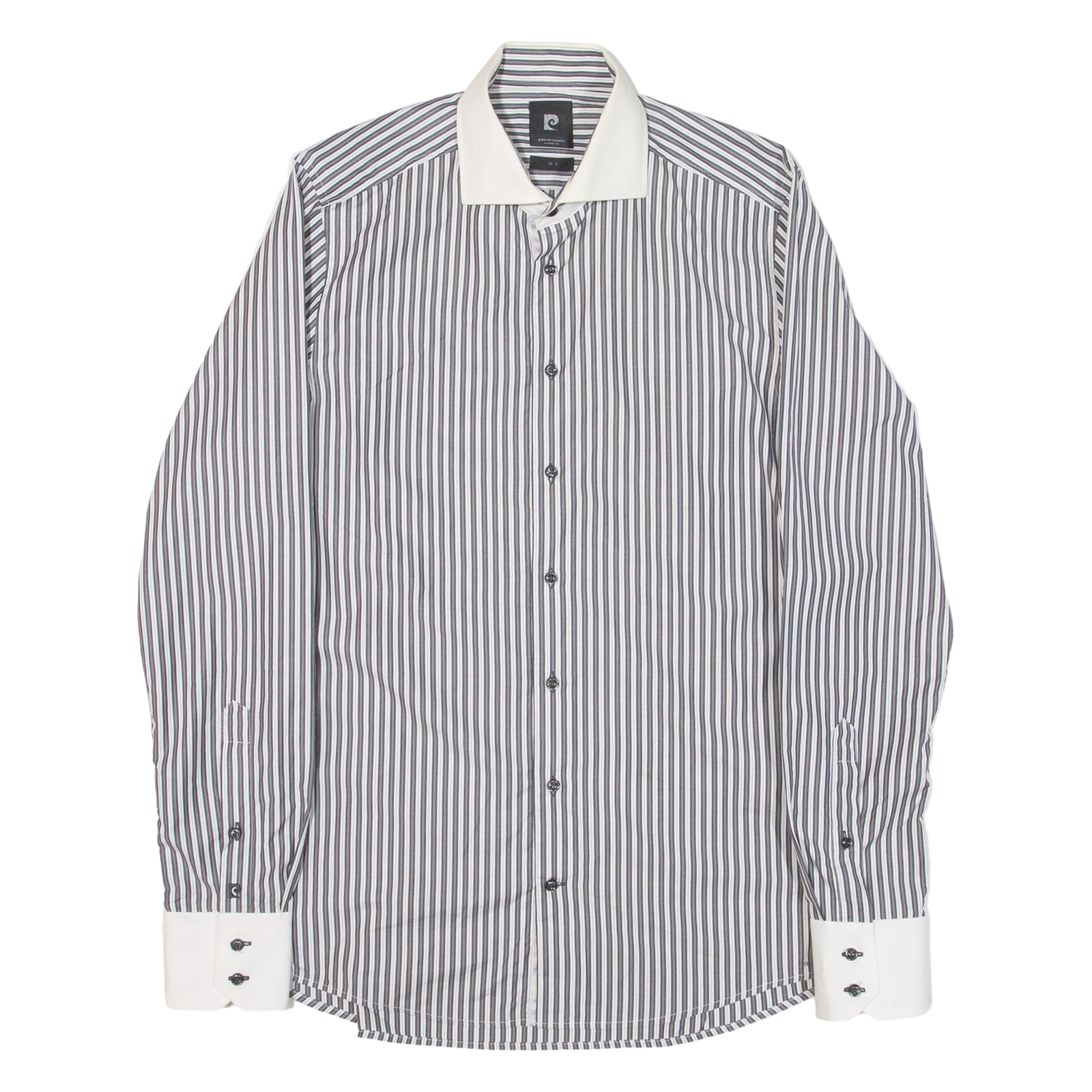 PIERRE CARDIN Smart Cut Mens Shirt Grey Striped Long Sleeve S Refurbished - N/A refurbished available on Cerqular