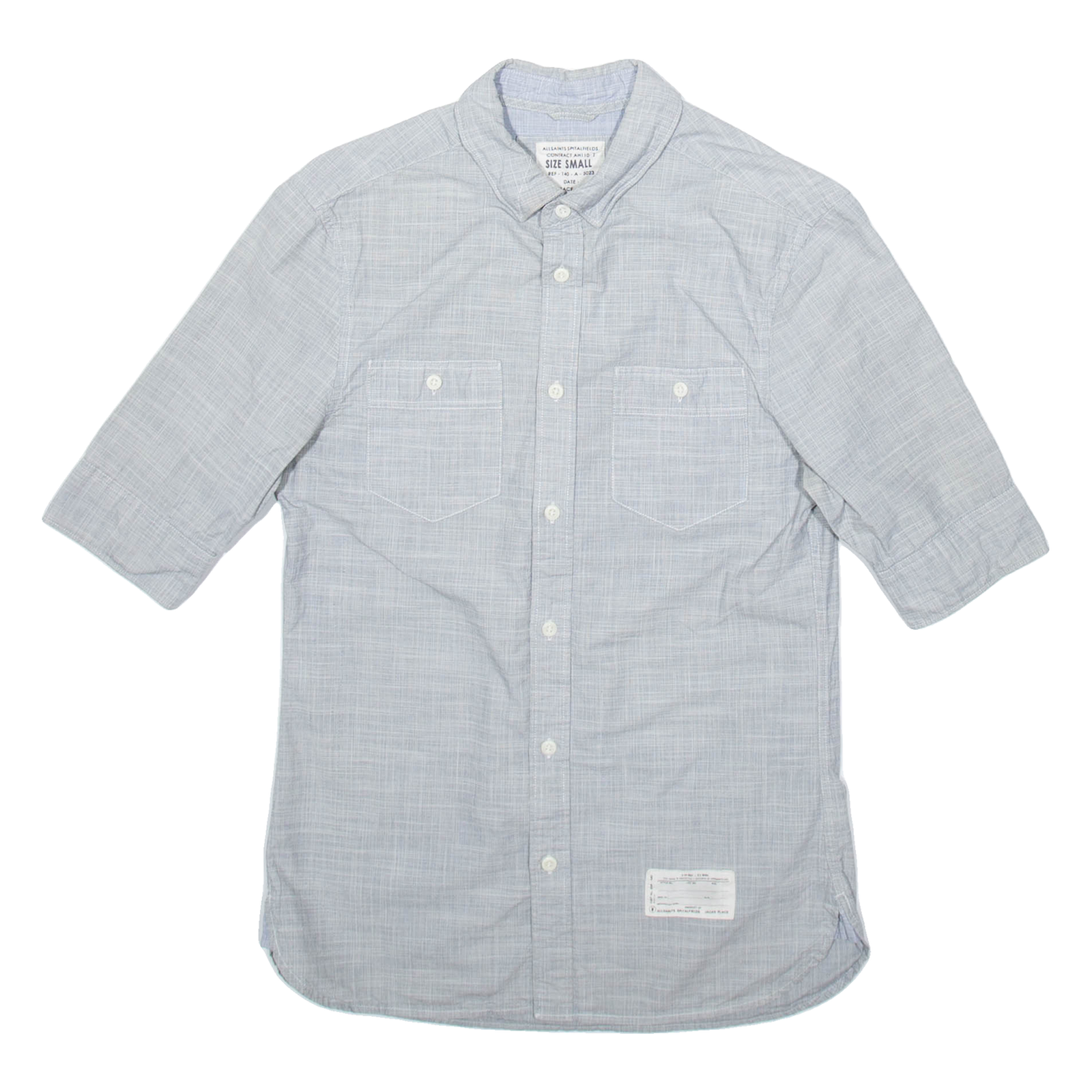 ALL SAINTS Mens Plain Shirt Grey 3/4 Sleeve S Refurbished - N/A refurbished available on Cerqular