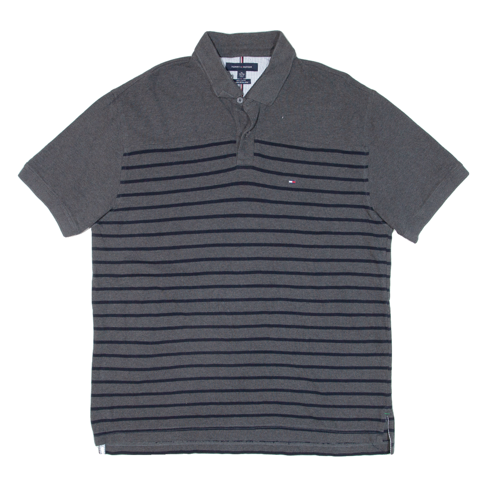 TOMMY HILFIGER Mens Polo Shirt Grey Striped XL Refurbished - N/A refurbished available on Cerqular
