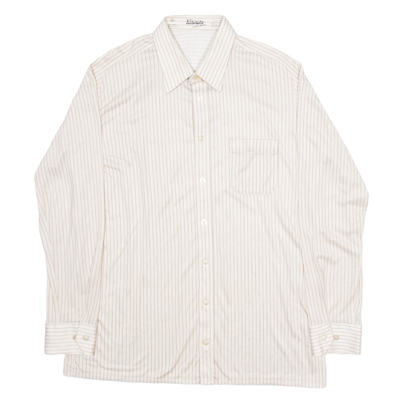LIBERO Mens Shirt Beige Striped Long Sleeve M Refurbished - N/A refurbished available on Cerqular