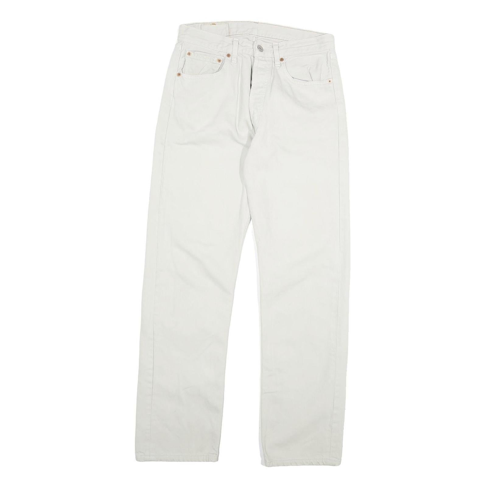 LEVI'S 501 Mens White Regular Fit Straight Denim W28 L27 Button Cotton Blend Refurbished - N/A refurbished available on Cerqular