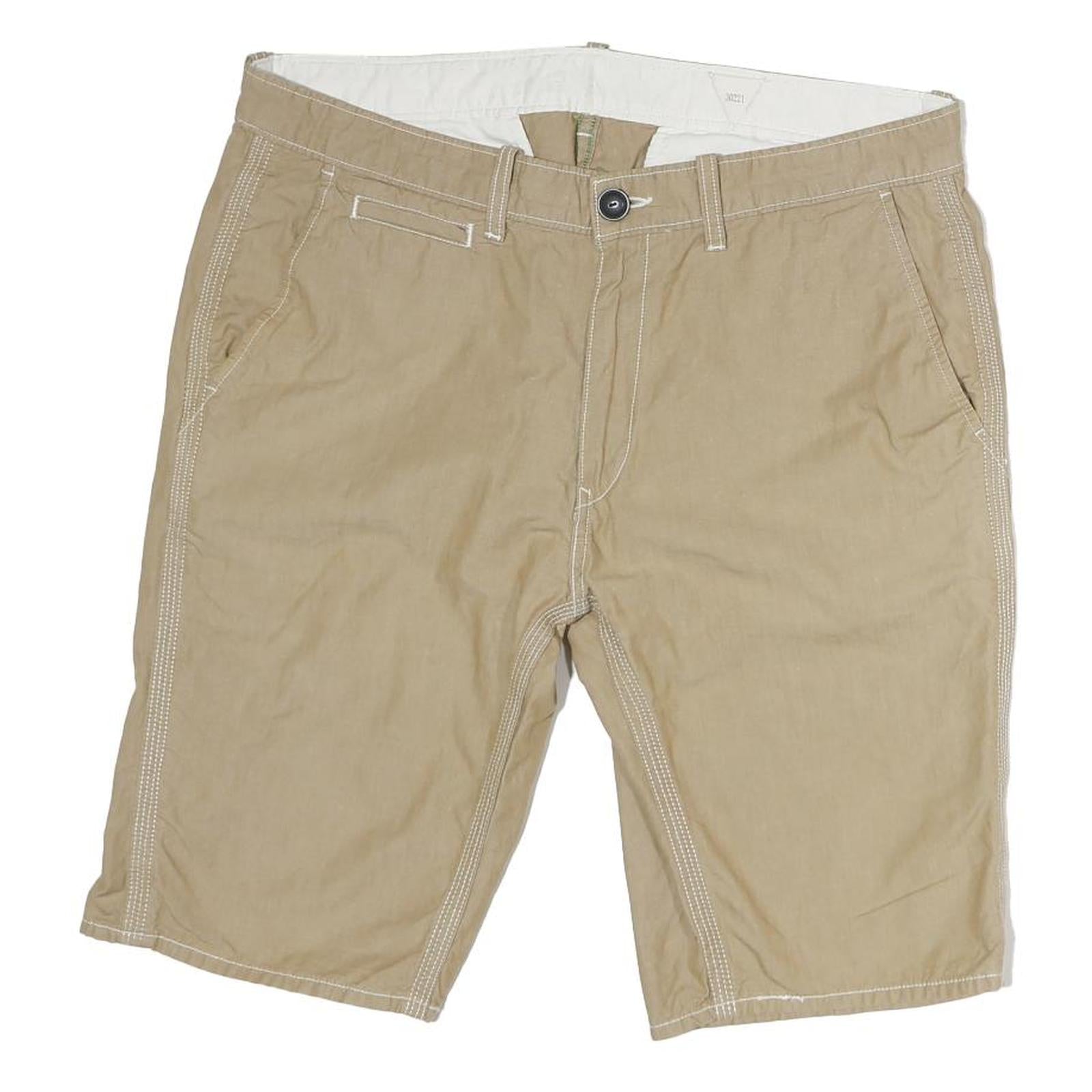 Mens Beige Casual Cotton Shorts M W34 Stylish Regular Fit Comfortable Refurbished - N/A refurbished available on Cerqular