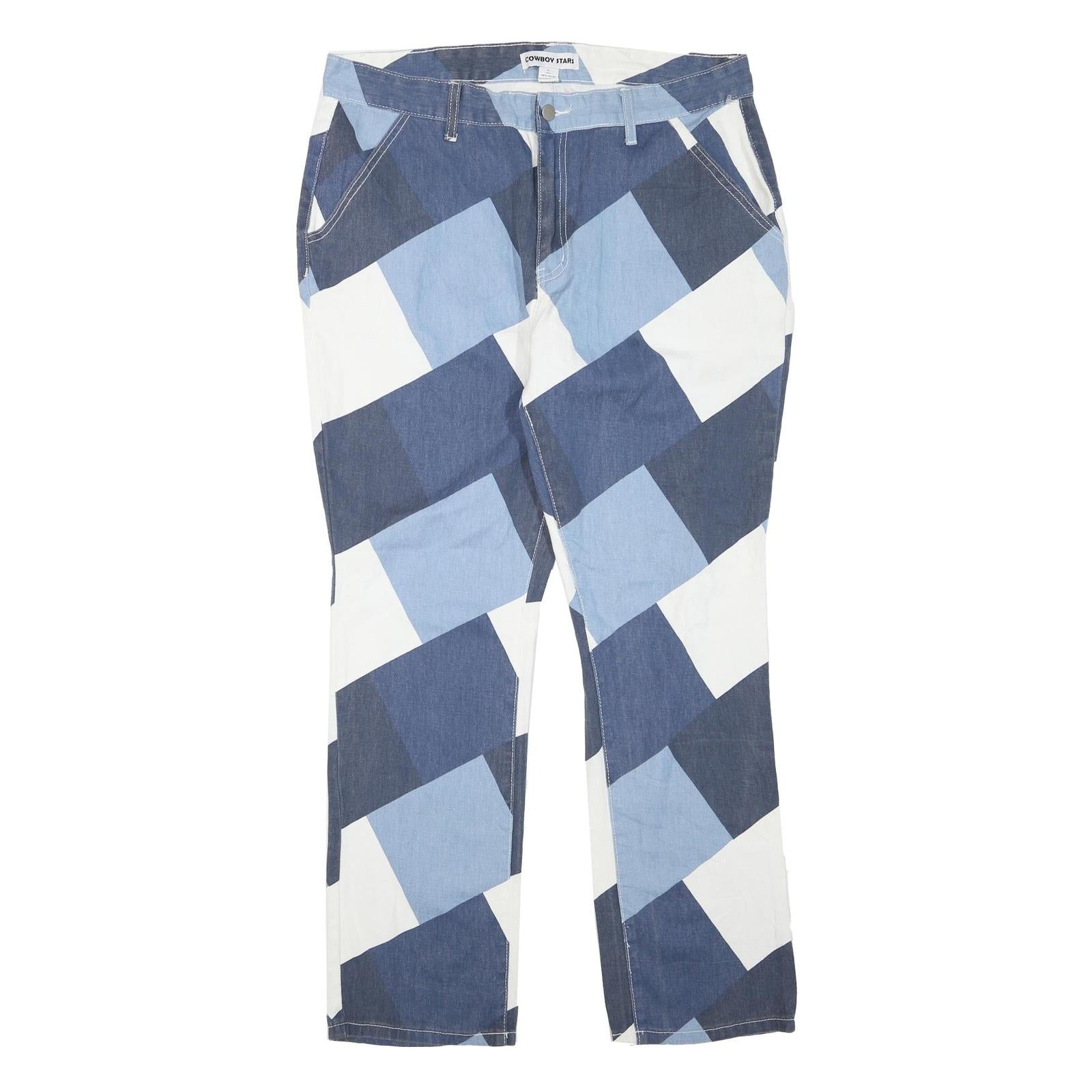 COWBOY STARS Womens Regular Blue Denim Cotton Blend Jeans W38 L30 Patchwork Refurbished - N/A refurbished available on Cerqular