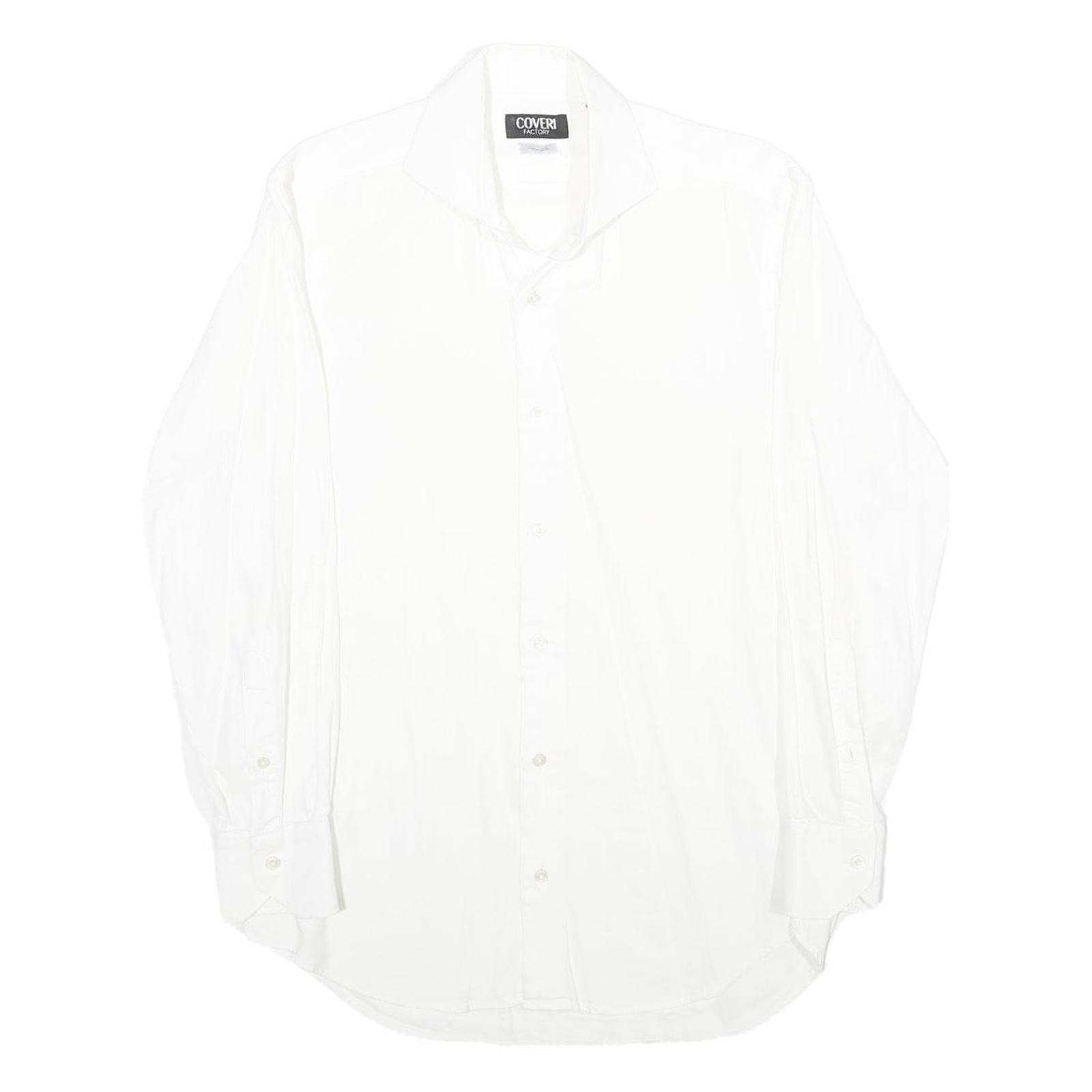 COVERI FACTORY Mens White Cotton Shirt M Classic Button Down Long Sleeve Casual Refurbished - N/A refurbished available on Cerqular