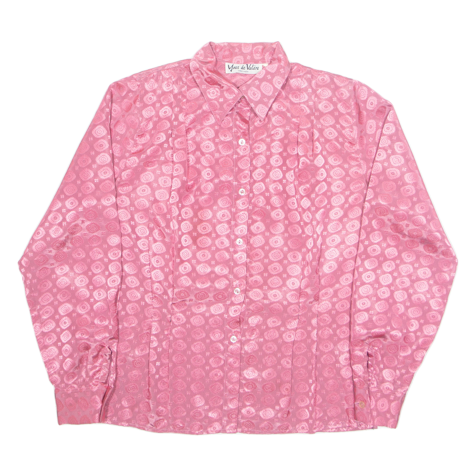 YVES DE VALERE Womens Printed Shirt Pink Collared Long Sleeve Crazy Pattern M Refurbished - N/A refurbished available on Cerqular