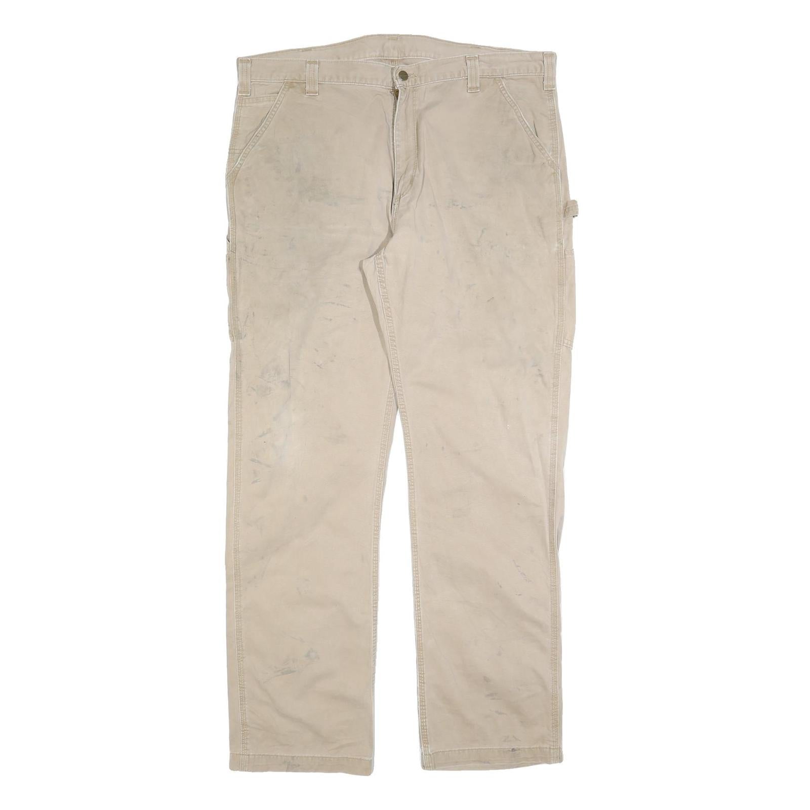 CARHARTT Mens Regular Beige Workwear Trousers W40 L34 Cotton Blend Zip Pockets Refurbished - N/A refurbished available on Cerqular