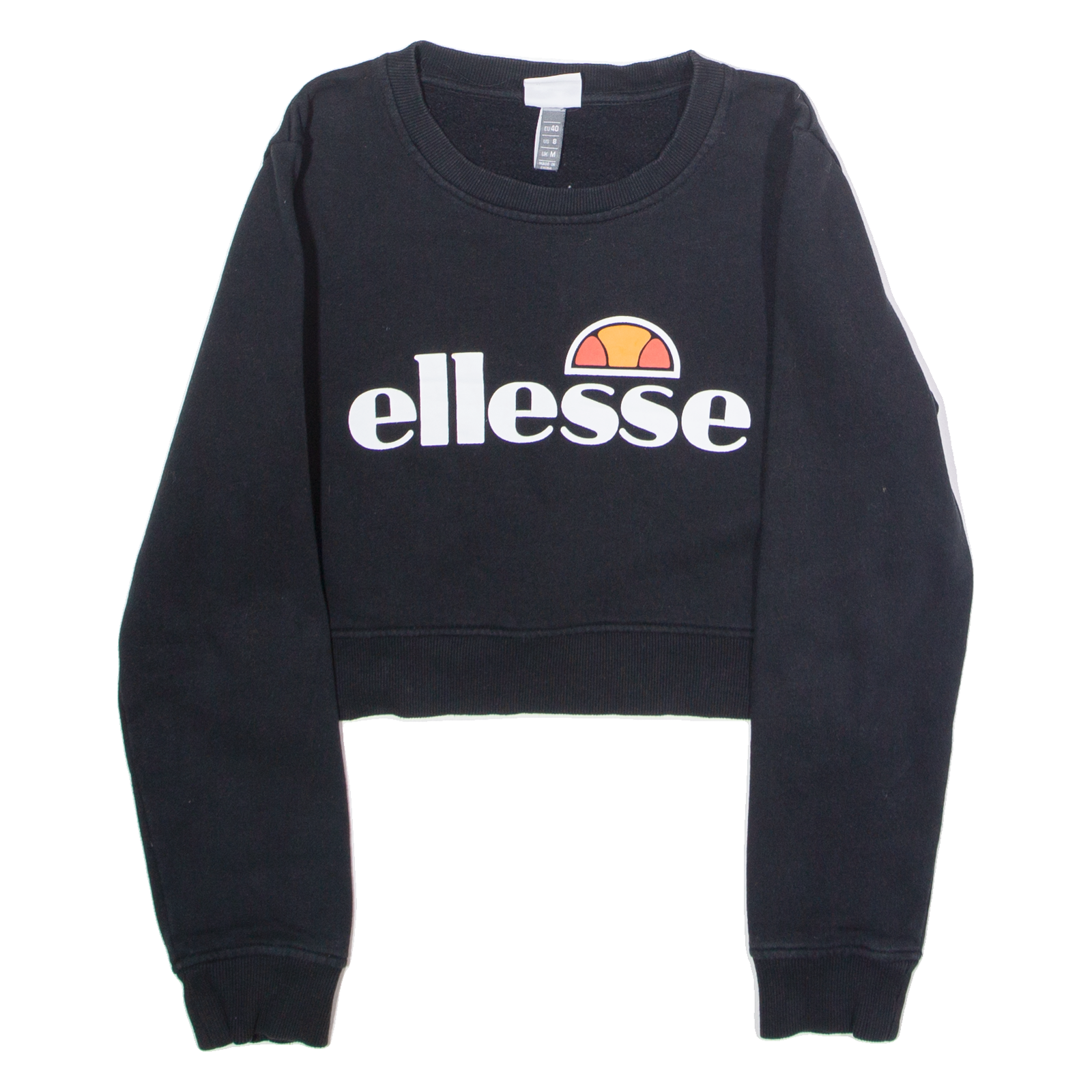 ELLESSE Cropped Womens Sweatshirt Black Crew Neck M Refurbished - N/A refurbished available on Cerqular