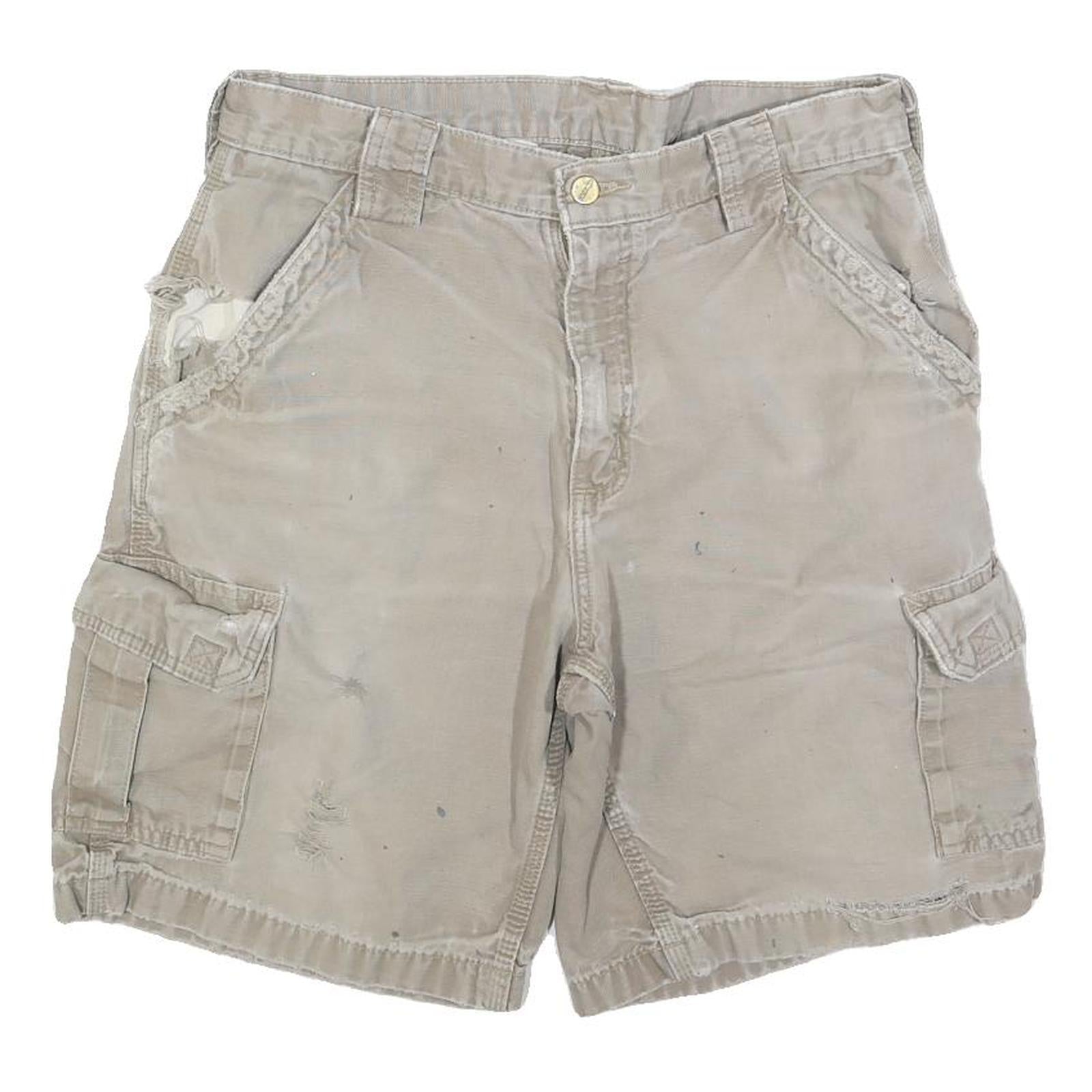 CARHARTT Mens Beige Cargo Cotton Blend Shorts M W32 Durable Workwear Refurbished - N/A refurbished available on Cerqular