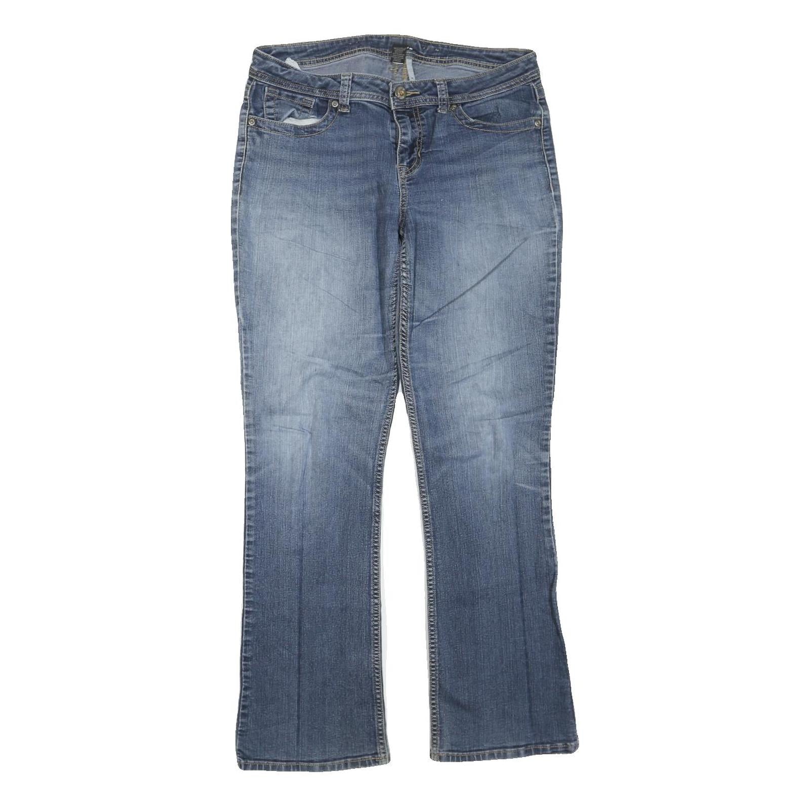 Womens Regular Fit Blue Denim Straight Leg Jeans W32 L30 Embellished Pockets Zip Refurbished - N/A refurbished available on Cerqular