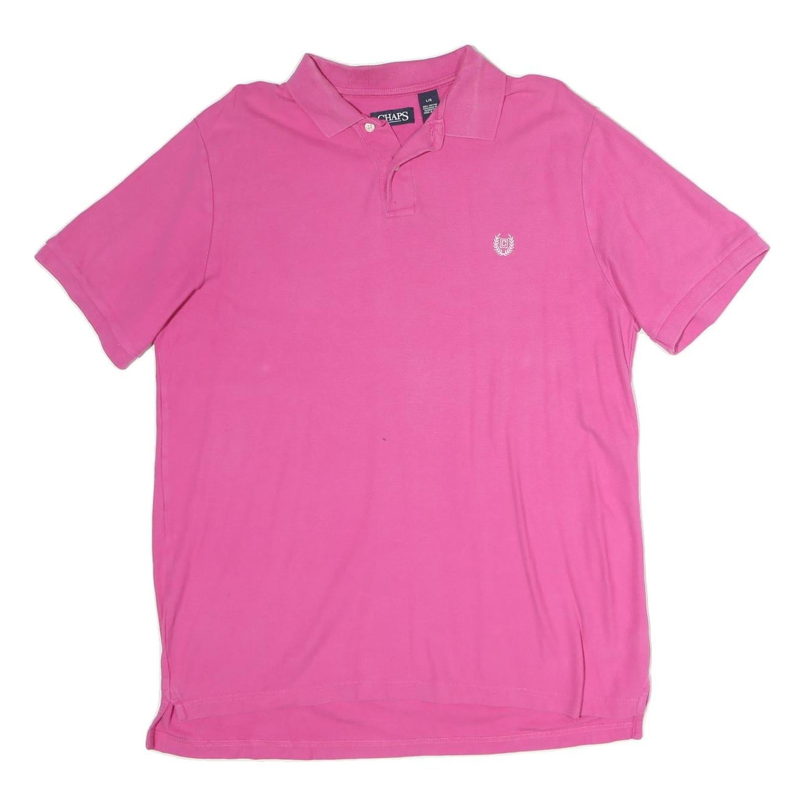 CHAPS Mens Pink Short Sleeve Plain Polo Shirt L Embroidered Logo Casual Summer Refurbished - N/A refurbished available on Cerqular