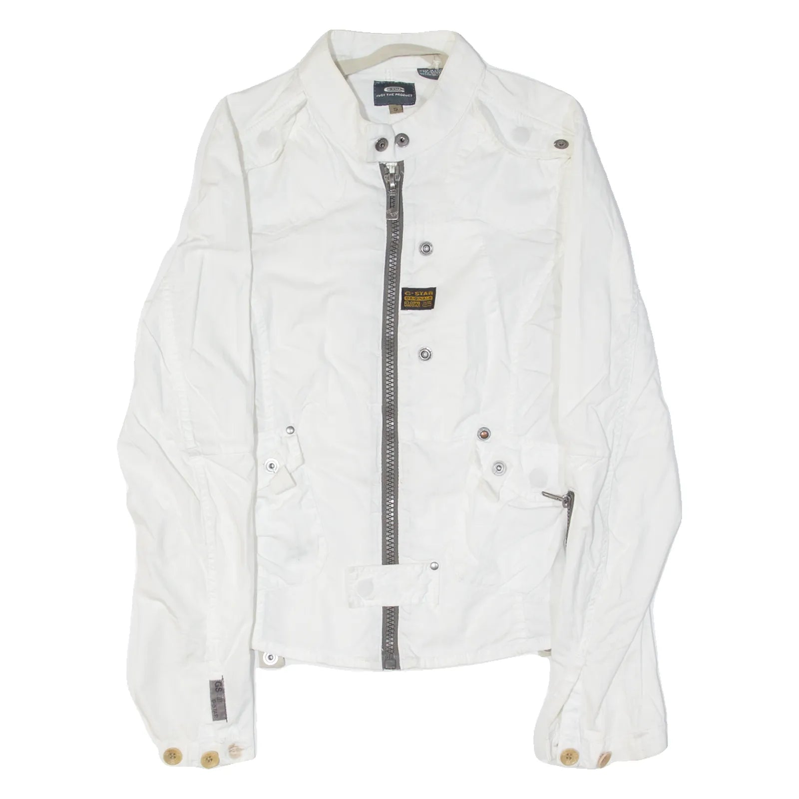 G-STAR RAW Womens Biker Jacket White S Refurbished - Go Thrift (This is a lesser known brand, but it is a thr refurbished available on Cerqular
